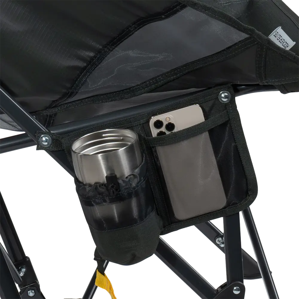 Luxury Camp Pod Rocker Elite - Choice 832 - Heavy-Duty Kickback Rocker with Beverage Holder Detail
