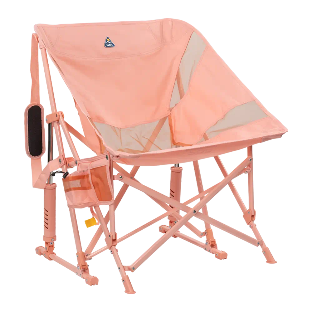 Luxury Camp Pod Rocker Elite - Choice 832 - Heavy-Duty Kickback Rocker with Beverage Holder - Soft Pink
