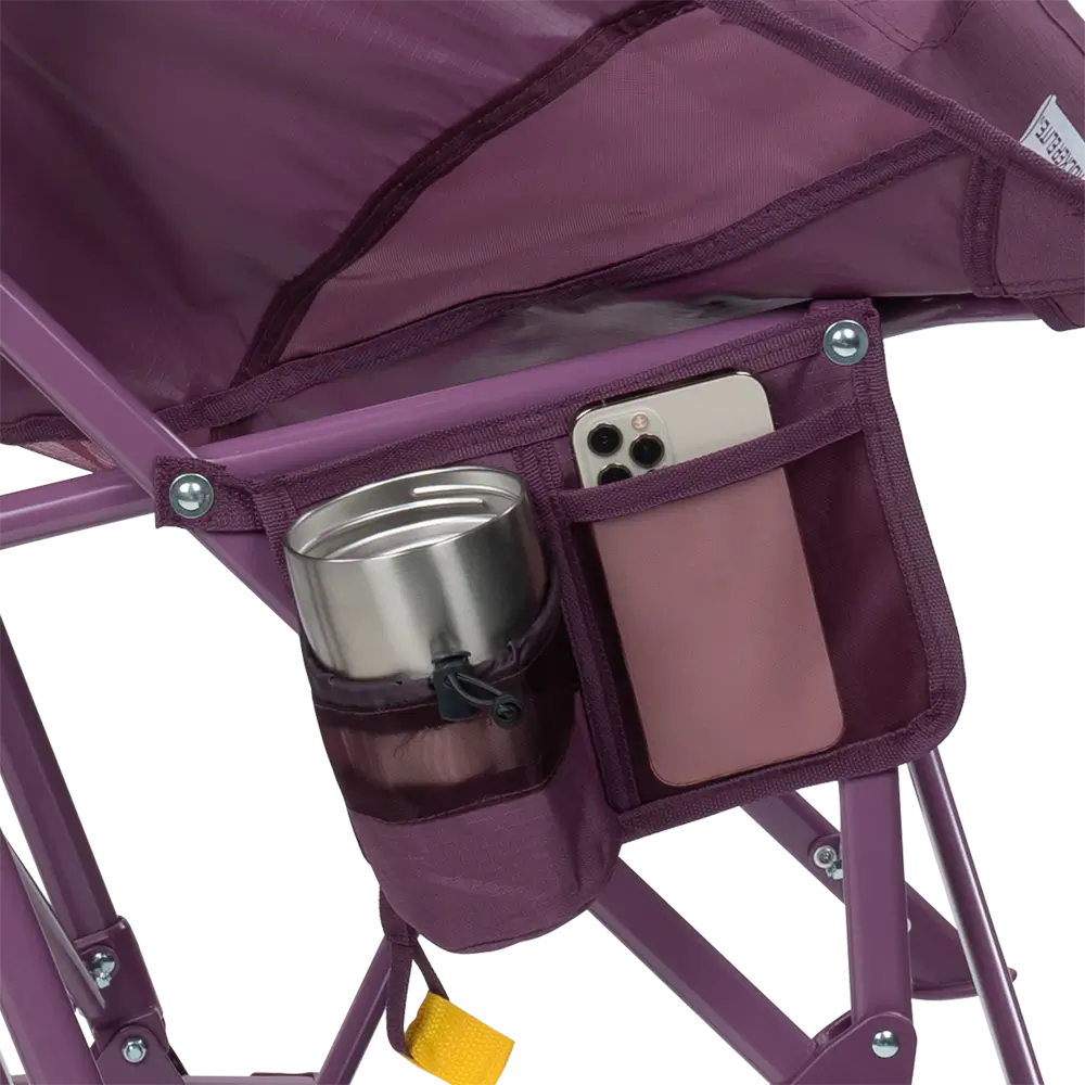 Luxury Camp Pod Rocker Elite - Choice 832 - Heavy-Duty Kickback Rocker with Beverage Holder Detail