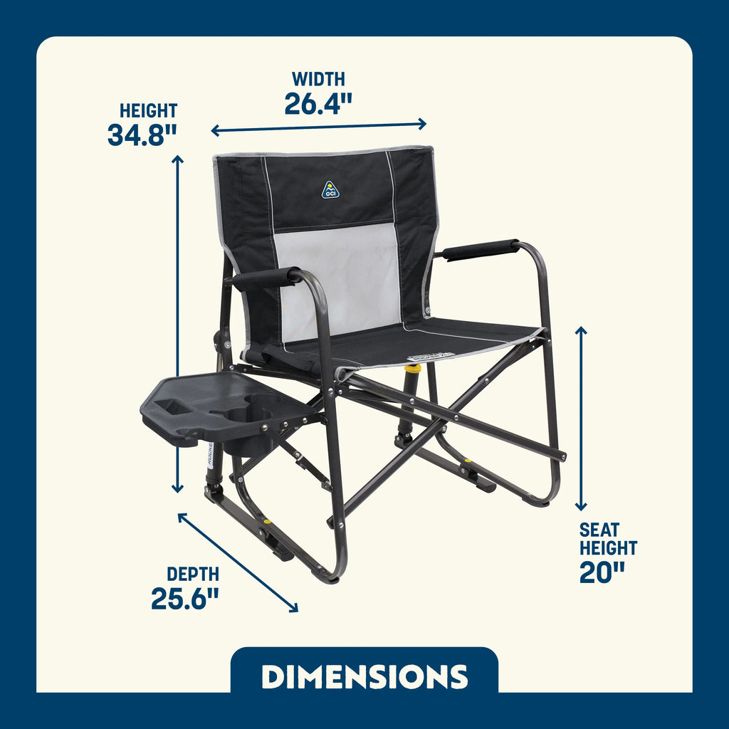Premium All-Weather Freestyle Rocker XL with Side Table - Choice 836 - Patented Spring-Action Rocking Chair for Camping Detail
