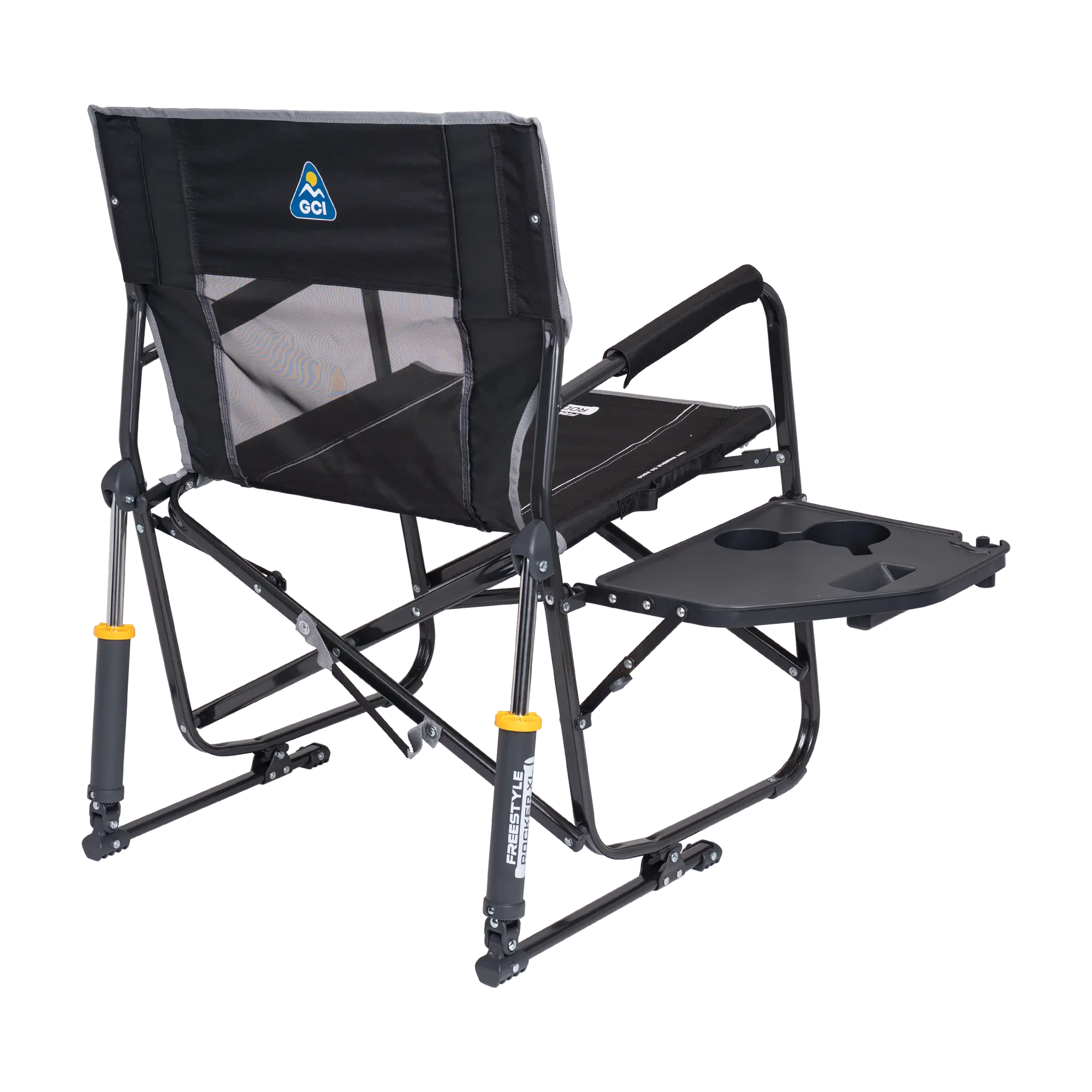 Premium All-Weather Freestyle Rocker XL with Side Table - Choice 836 - Patented Spring-Action Rocking Chair for Camping Detail