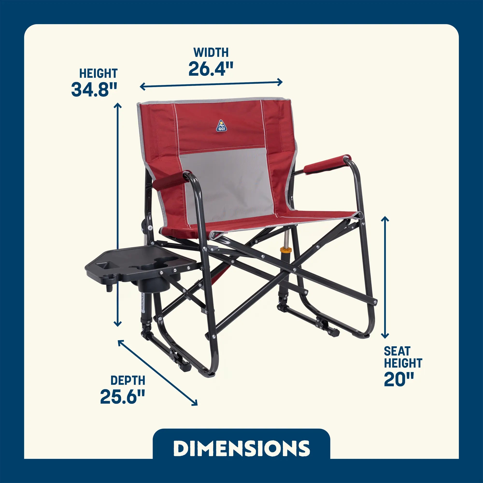 Premium All-Weather Freestyle Rocker XL with Side Table - Choice 836 - Patented Spring-Action Rocking Chair for Camping Detail