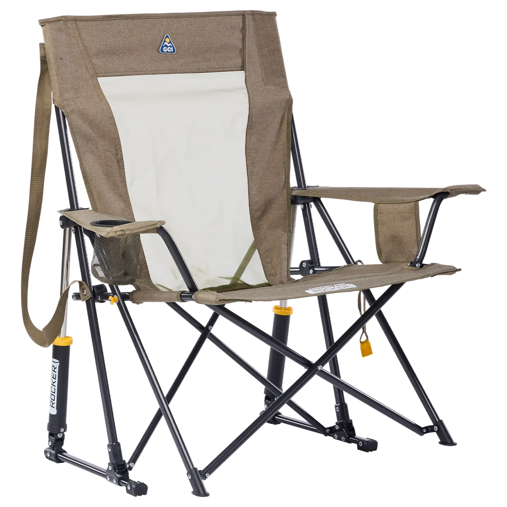 Heavy-Duty Freestyle Comfort Pro Rocker XL - Choice 107 - RoadTrip Rocker Smooth Motion Camp Chair - Heathered Aged Fatigue