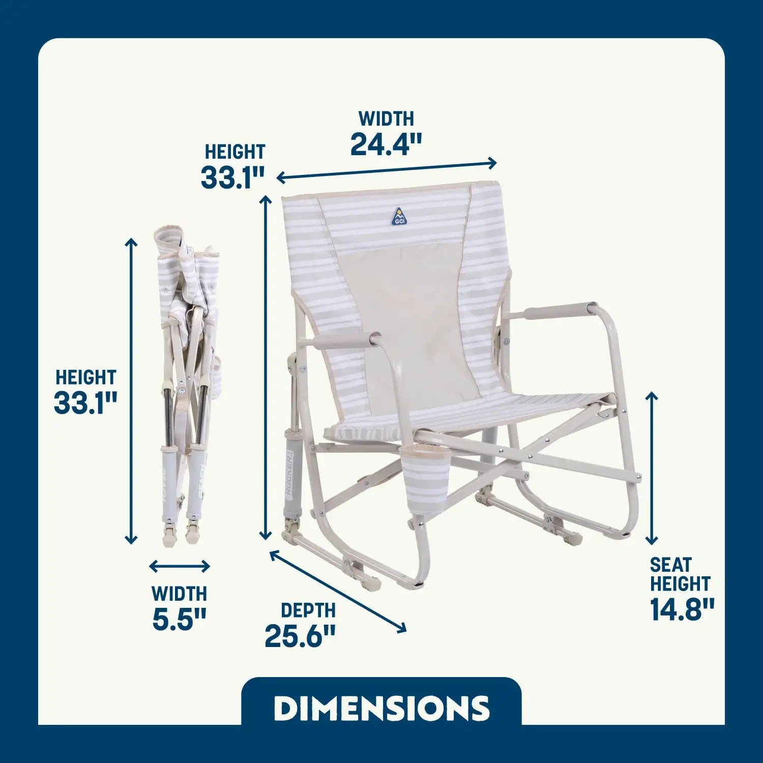 Premium All-Weather Beach Rocker - Choice 712 - Freestyle Rocker Portable Outdoor Folding Chair Detail