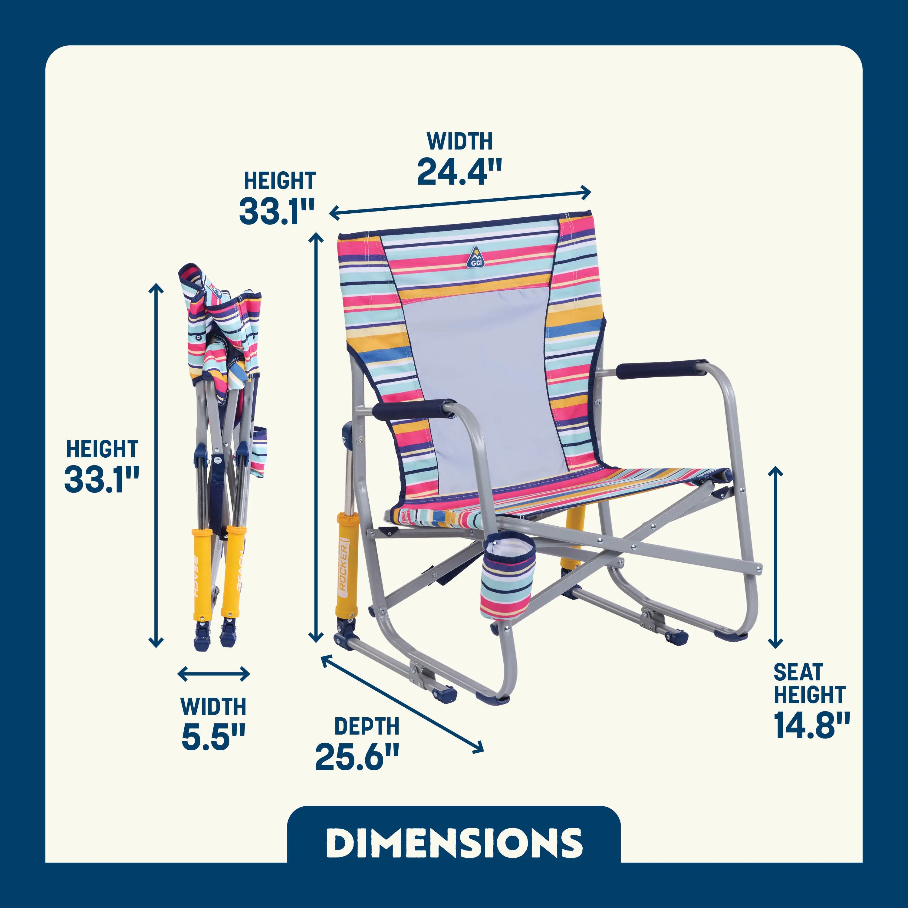 Premium All-Weather Beach Rocker - Choice 712 - Freestyle Rocker Portable Outdoor Folding Chair Detail