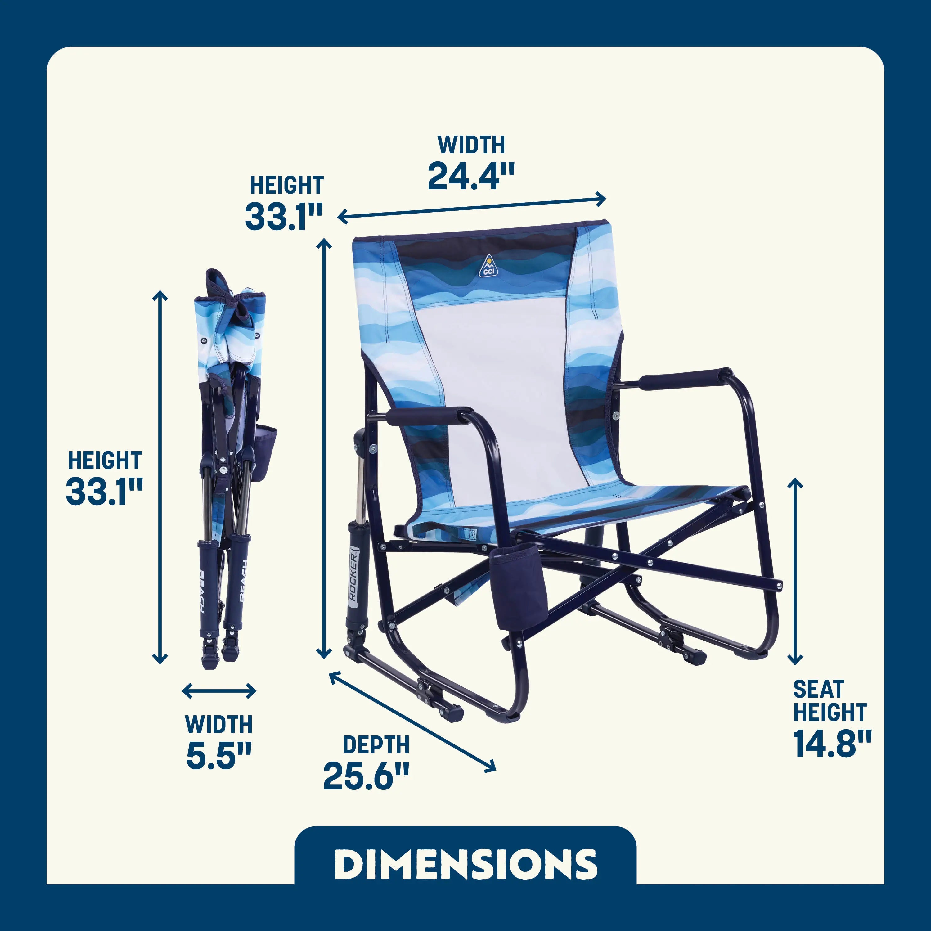 Premium All-Weather Beach Rocker - Choice 712 - Freestyle Rocker Portable Outdoor Folding Chair Detail
