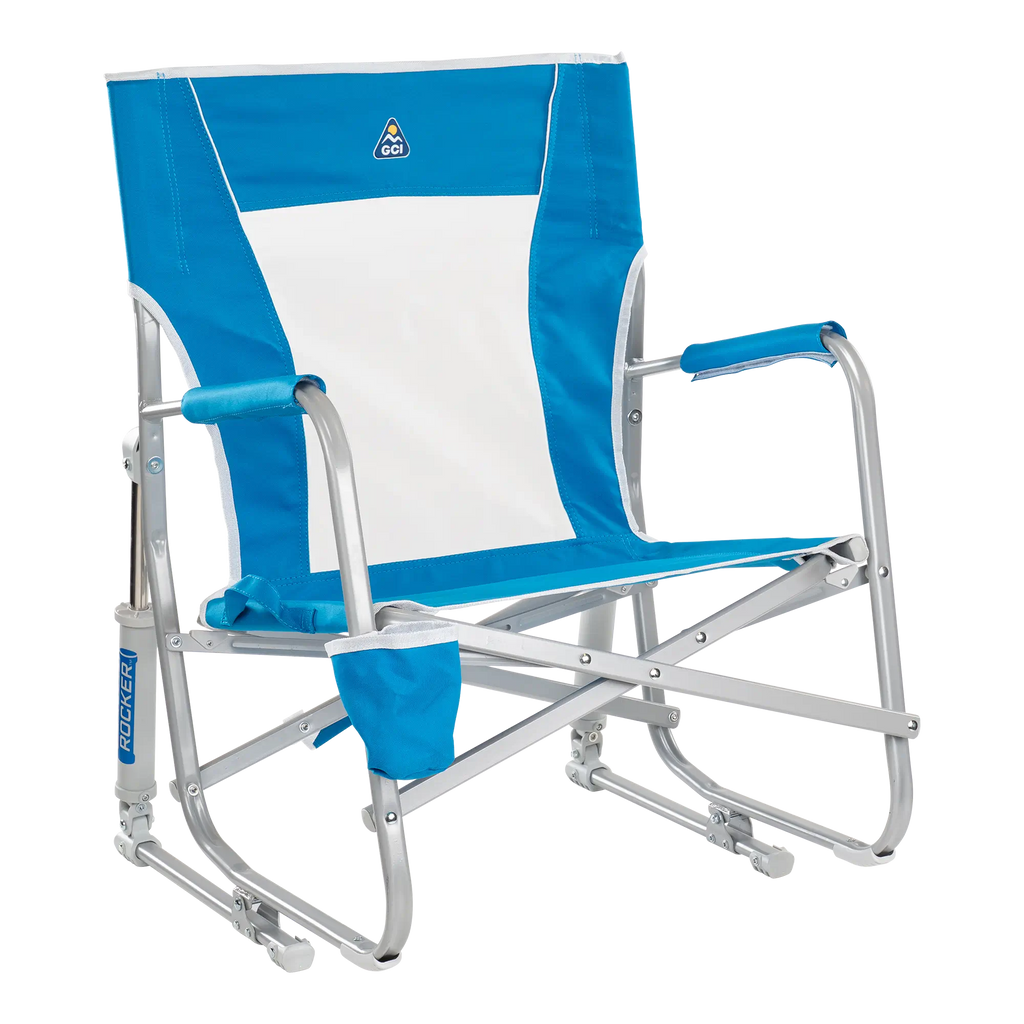 Premium All-Weather Beach Rocker - Choice 712 - Freestyle Rocker Portable Outdoor Folding Chair - Saybrook Blue