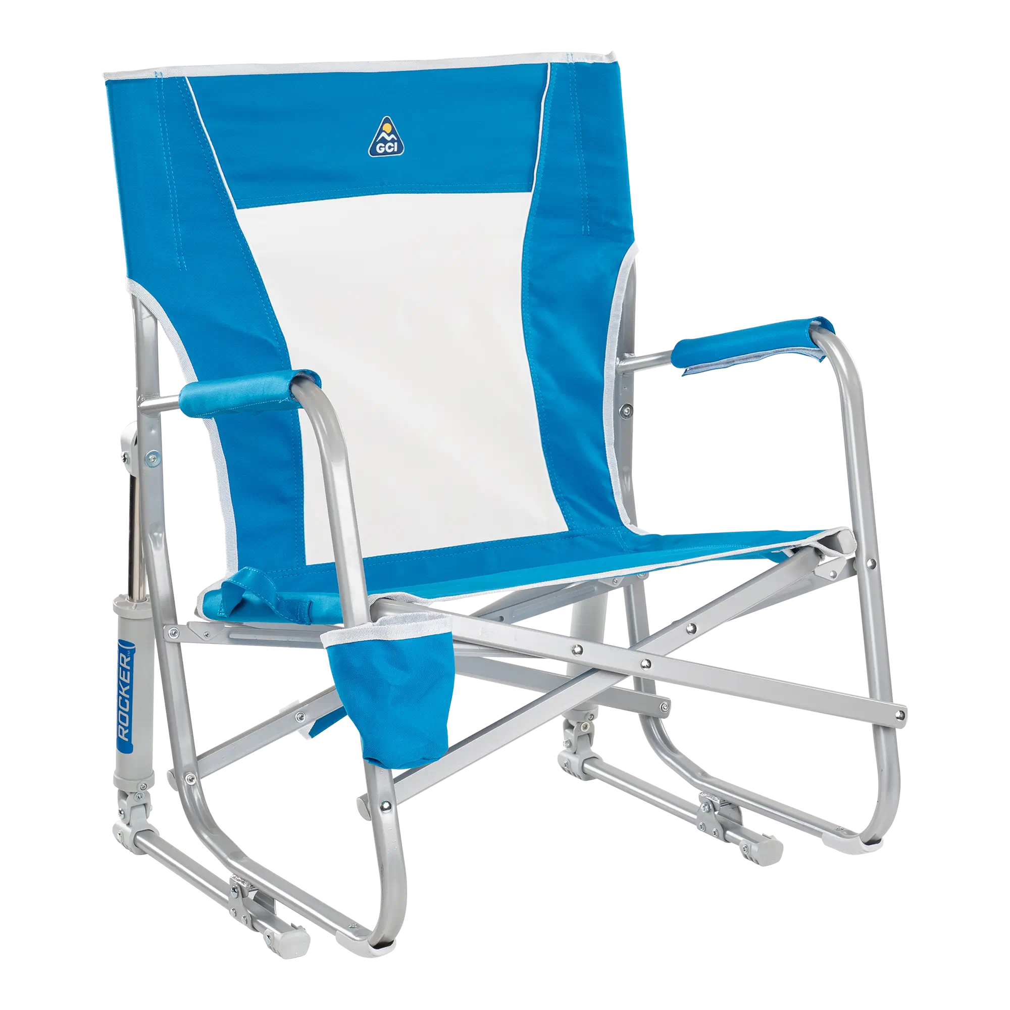 Premium All-Weather Beach Rocker - Choice 712 - Freestyle Rocker Portable Outdoor Folding Chair - Saybrook Blue