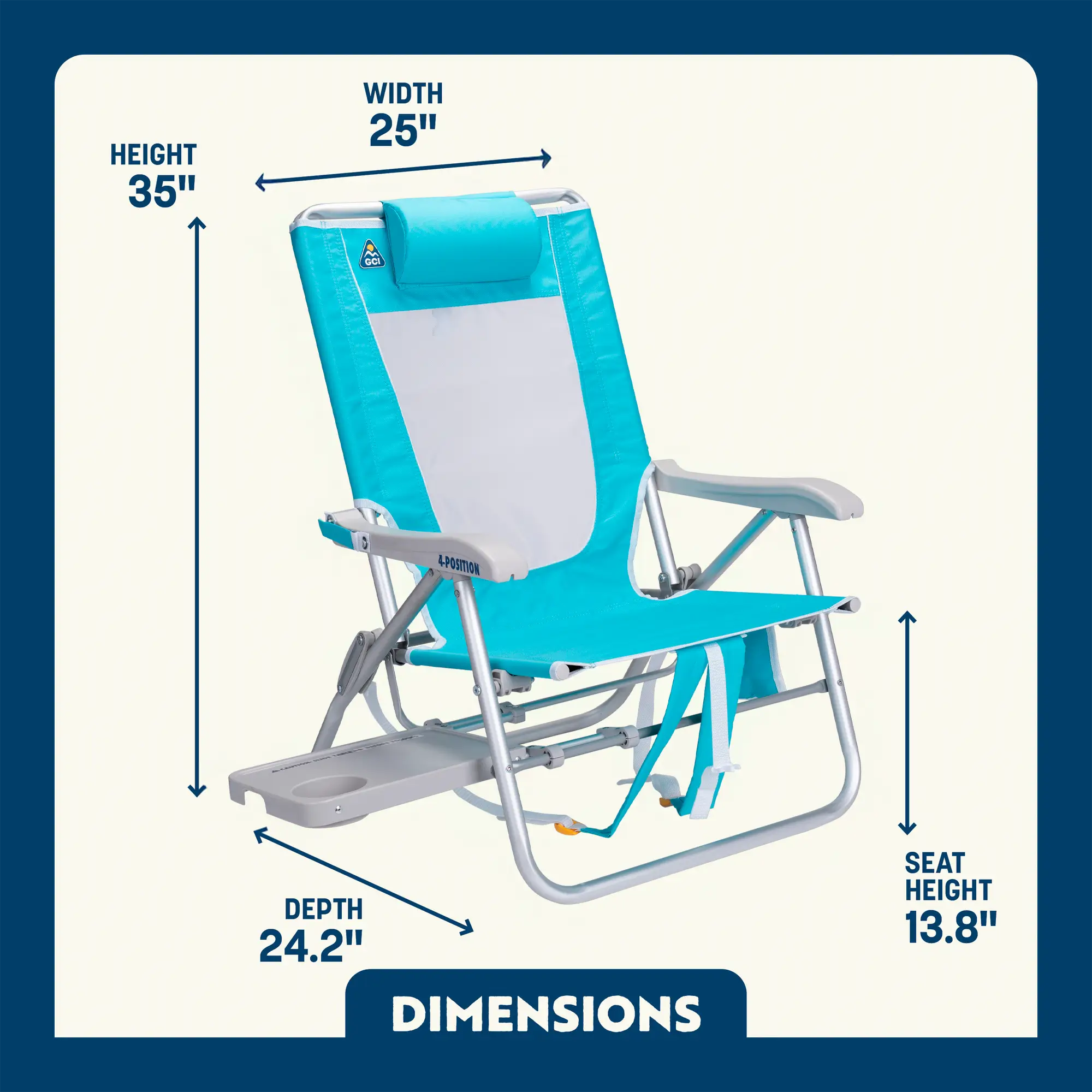 Low-Profile Big Surf with Slide Table - Choice 334 - Portable Heavy-Duty Low Boy Chair for Ocean Side Detail