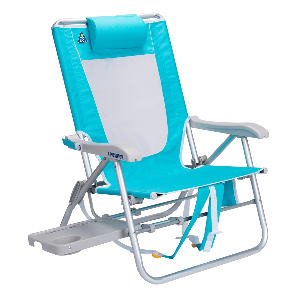 Low-Profile Big Surf with Slide Table - Choice 334 - Portable Heavy-Duty Low Boy Chair for Ocean Side - Seafoam Green