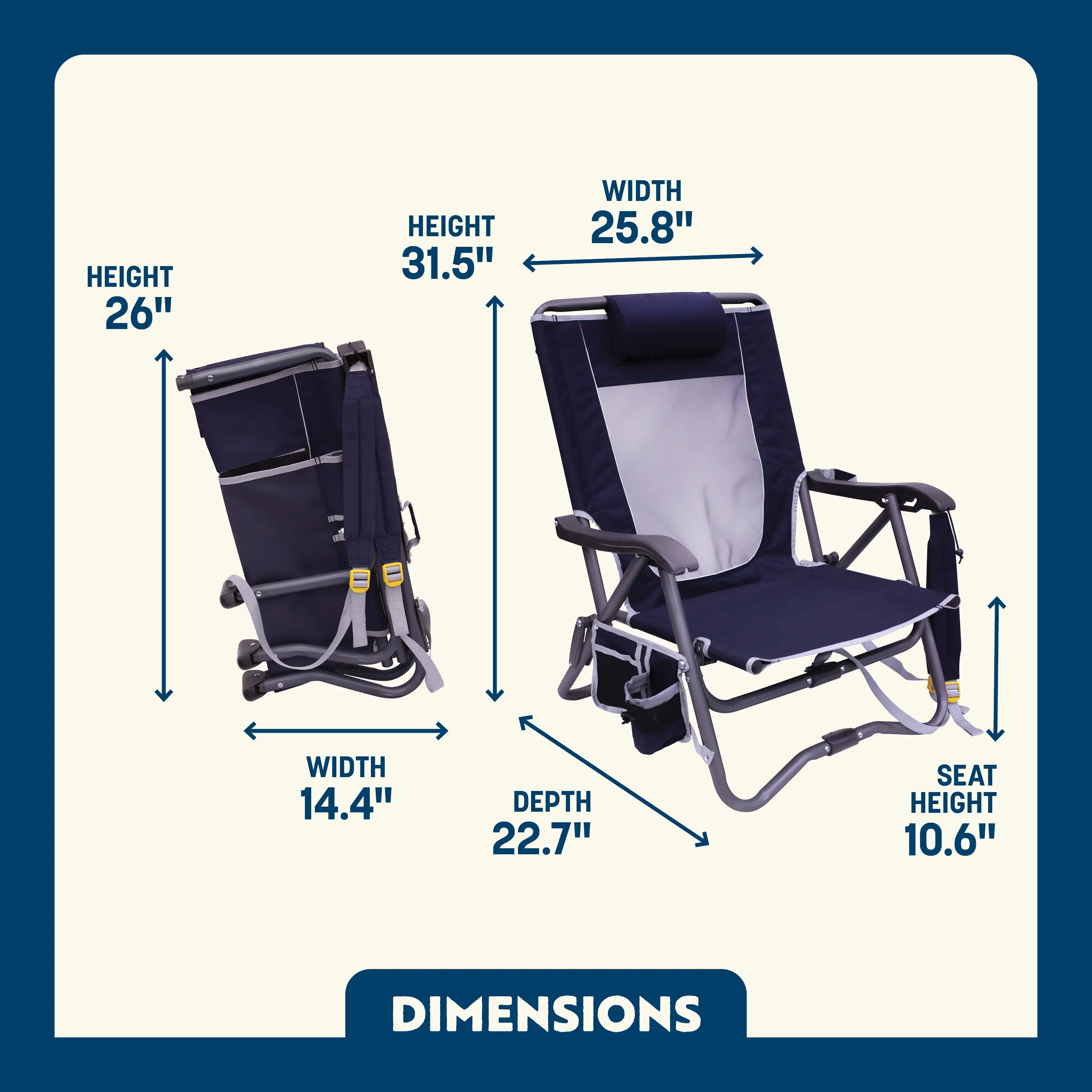 Micro-Folding Bi-Fold Slim Event Chair - Choice 334 - Ultra-Lightweight Telescoping PackSeat Travel Stool Detail