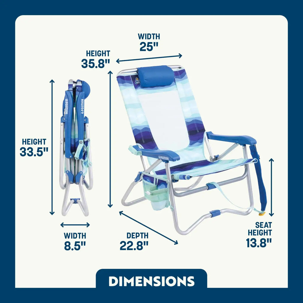 Rust-Resistant Aluminum Bi-Fold Beach Chair - Choice 601 - Low-Profile Reclining Beach Chair with Backpack Straps Detail