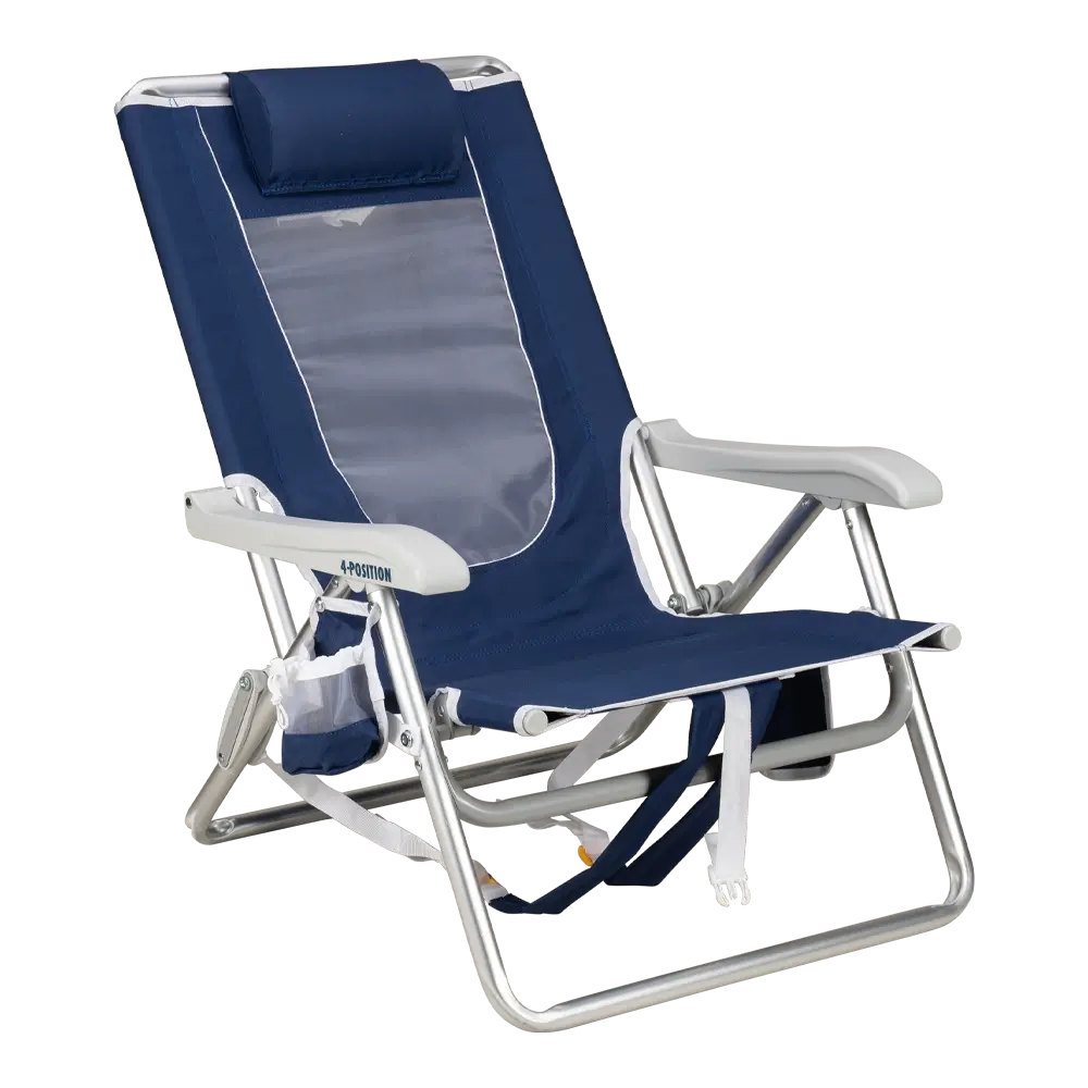 Rust-Resistant Aluminum Backpack Beach Chair - Choice 709 - Rust-Resistant Aluminum Sand-Friendly Lounge Chair - Nautical Blue