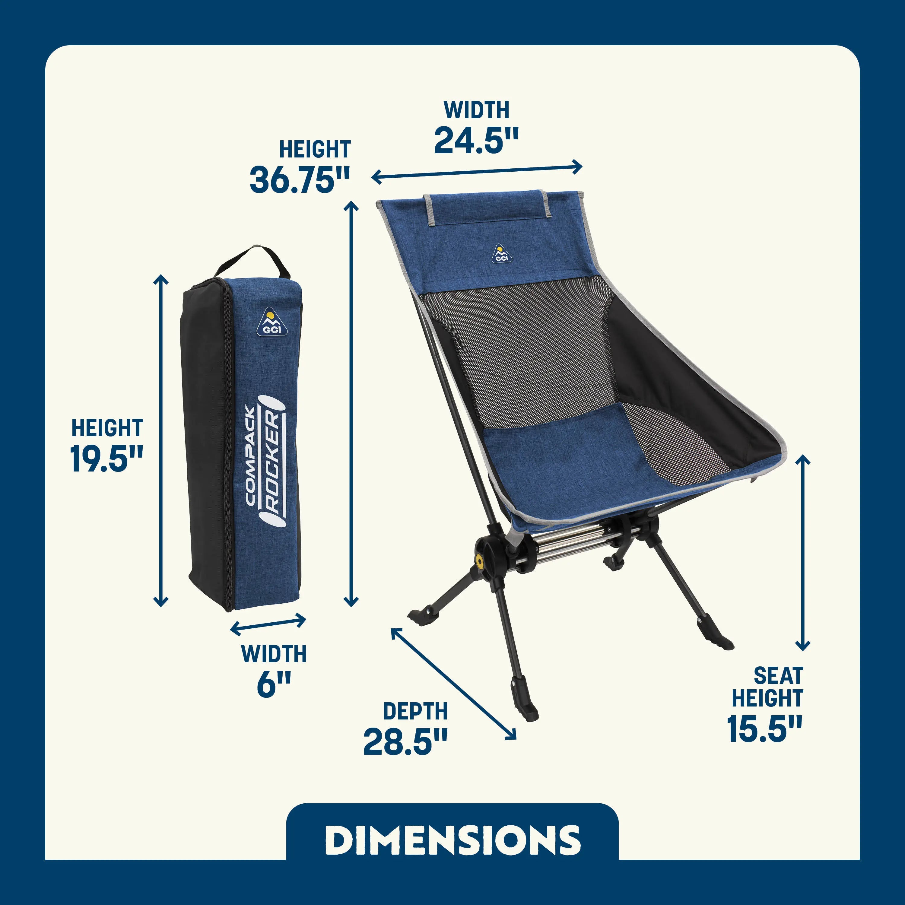 Heavy-Duty Freestyle ComPack Rocker - Choice 980 - Patented Spring-Action Rocking Chair for Camping Detail