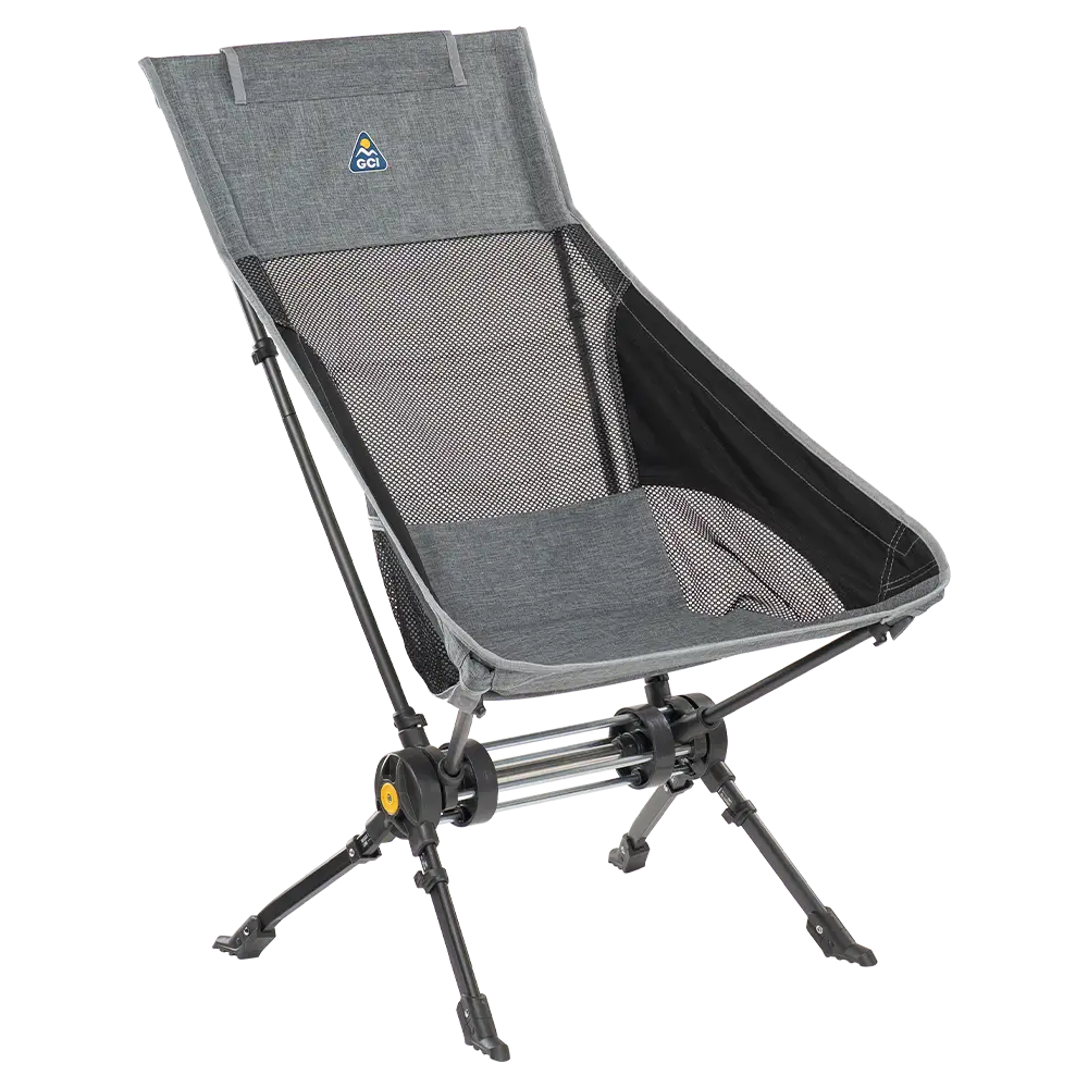 Heavy-Duty Freestyle ComPack Rocker - Choice 980 - Patented Spring-Action Rocking Chair for Camping - Heathered Pewter