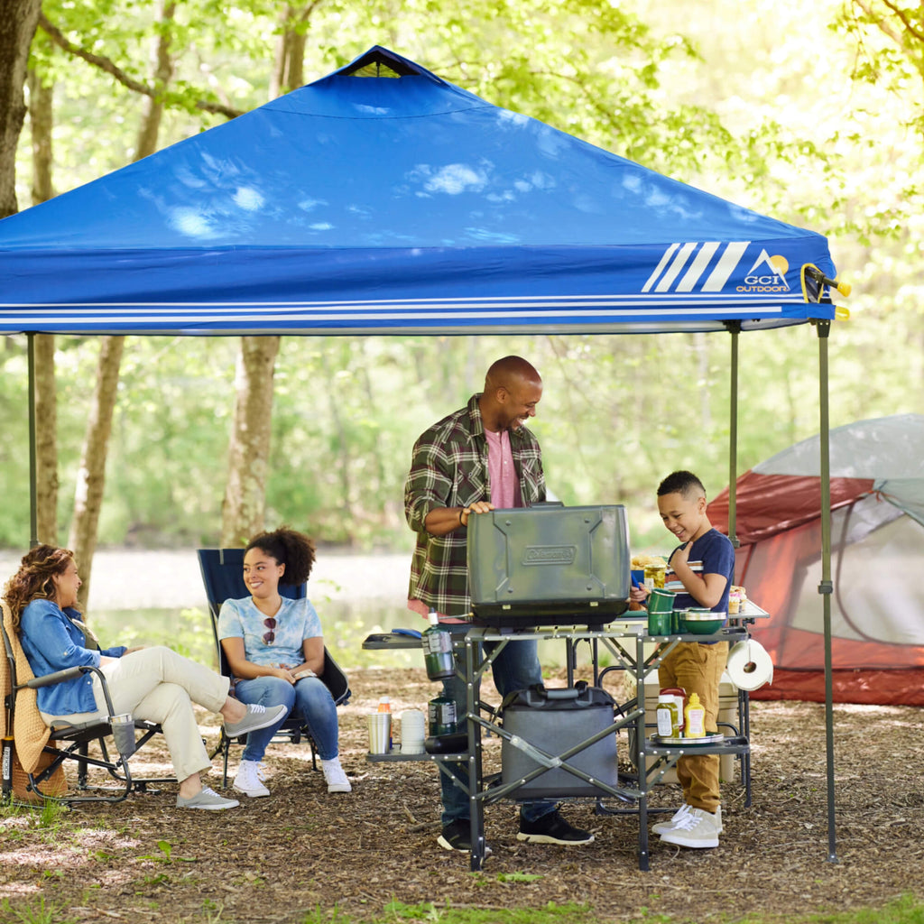 Heat-Resistant Tool Slim-Fold Cook Station - Choice 575 - Heavy-Duty Stainless Steel Camp Cooking Gear Detail