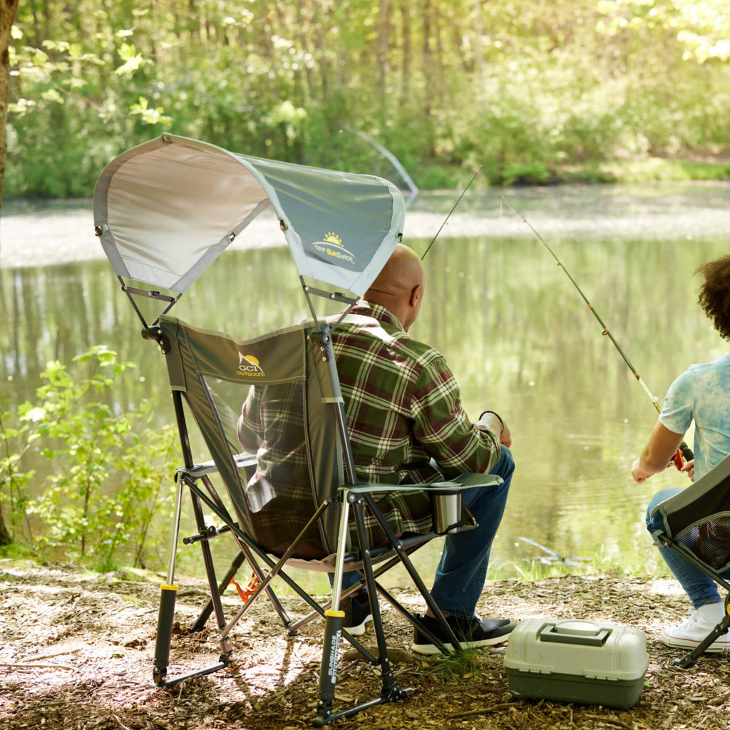 Patented Spring-Action SunShade Rocker - Choice 550 - Heavy-Duty Kickback Rocker with Beverage Holder Detail