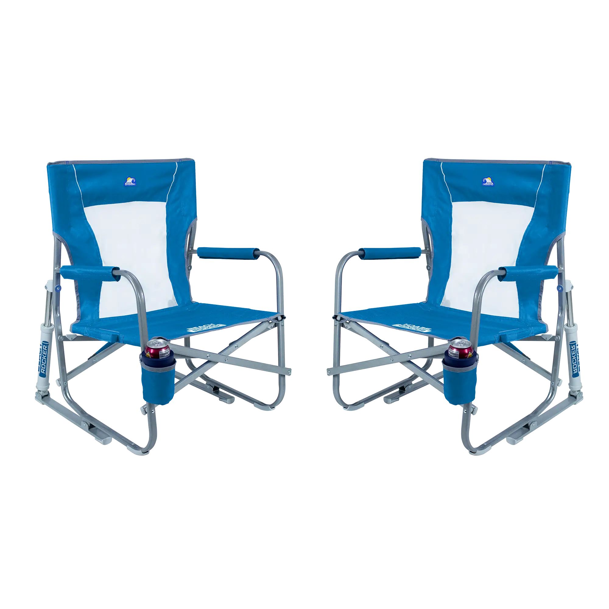 Patented Spring-Action Beach Rocker Bundle - Choice 773 - Patented Spring-Action Rocking Chair for Camping - Saybrook Blue