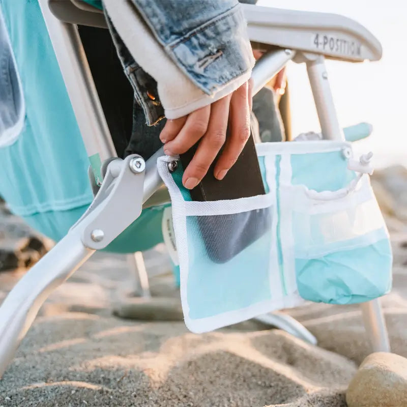 Rust-Resistant Aluminum Bi-Fold Beach Chair - Choice 601 - Low-Profile Reclining Beach Chair with Backpack Straps Detail