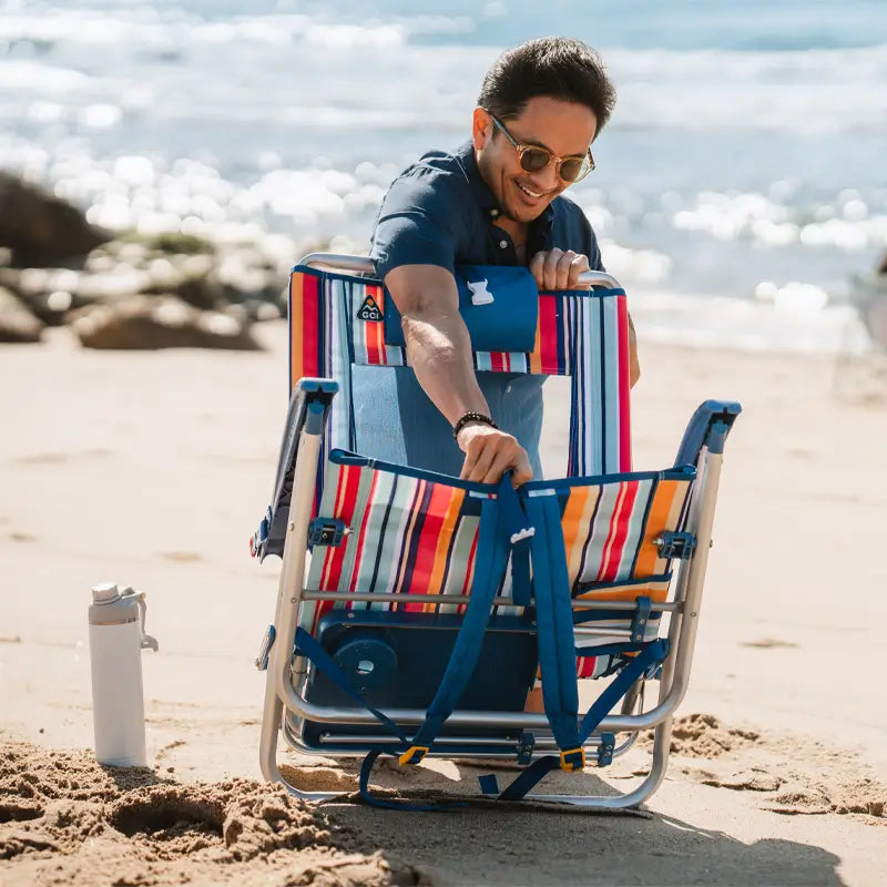 Low-Profile Big Surf with Slide Table - Choice 334 - Portable Heavy-Duty Low Boy Chair for Ocean Side Detail