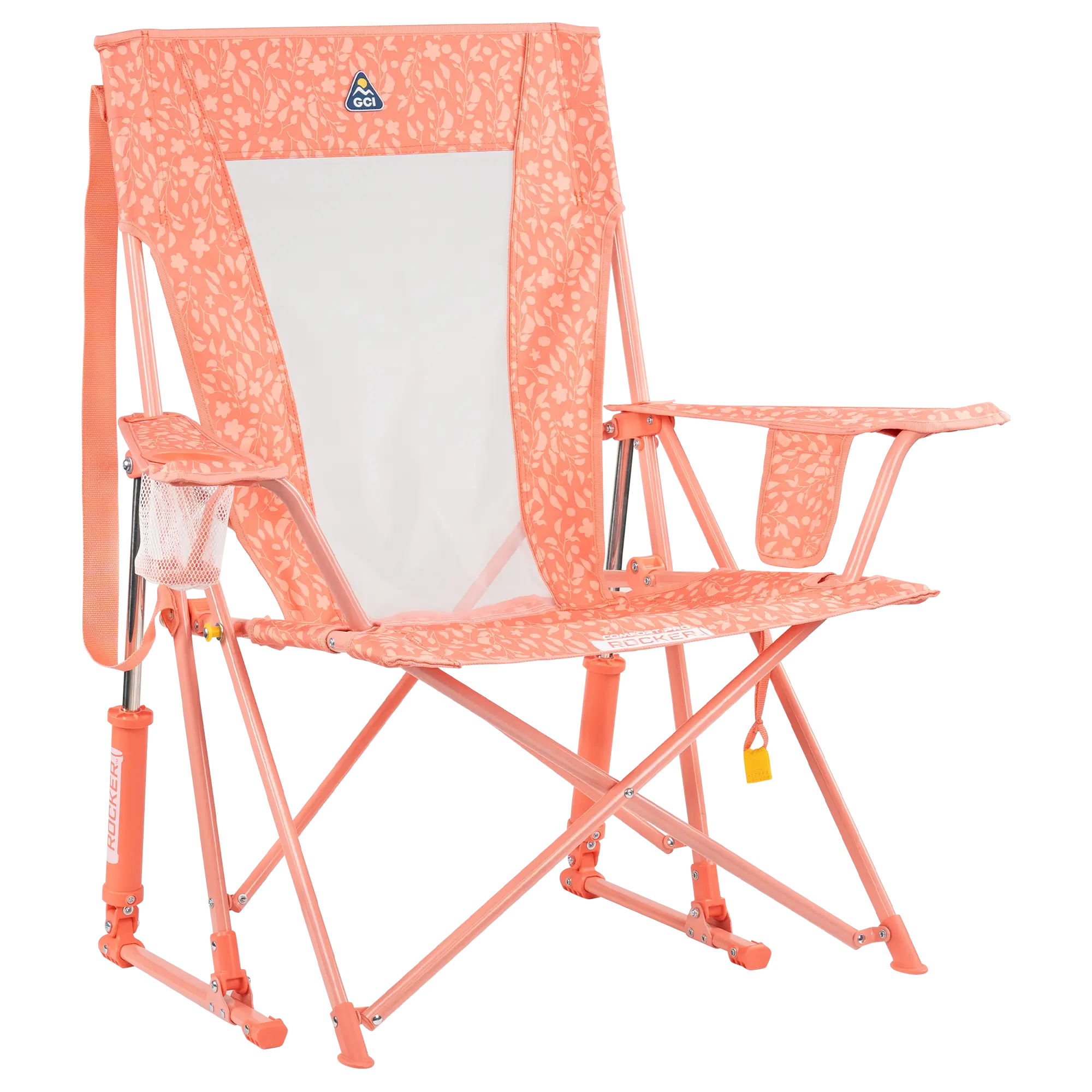 Smooth Motion Comfort Pro Rocker - Choice 375 - Freestyle Rocker Portable Outdoor Folding Chair - Coral Garden