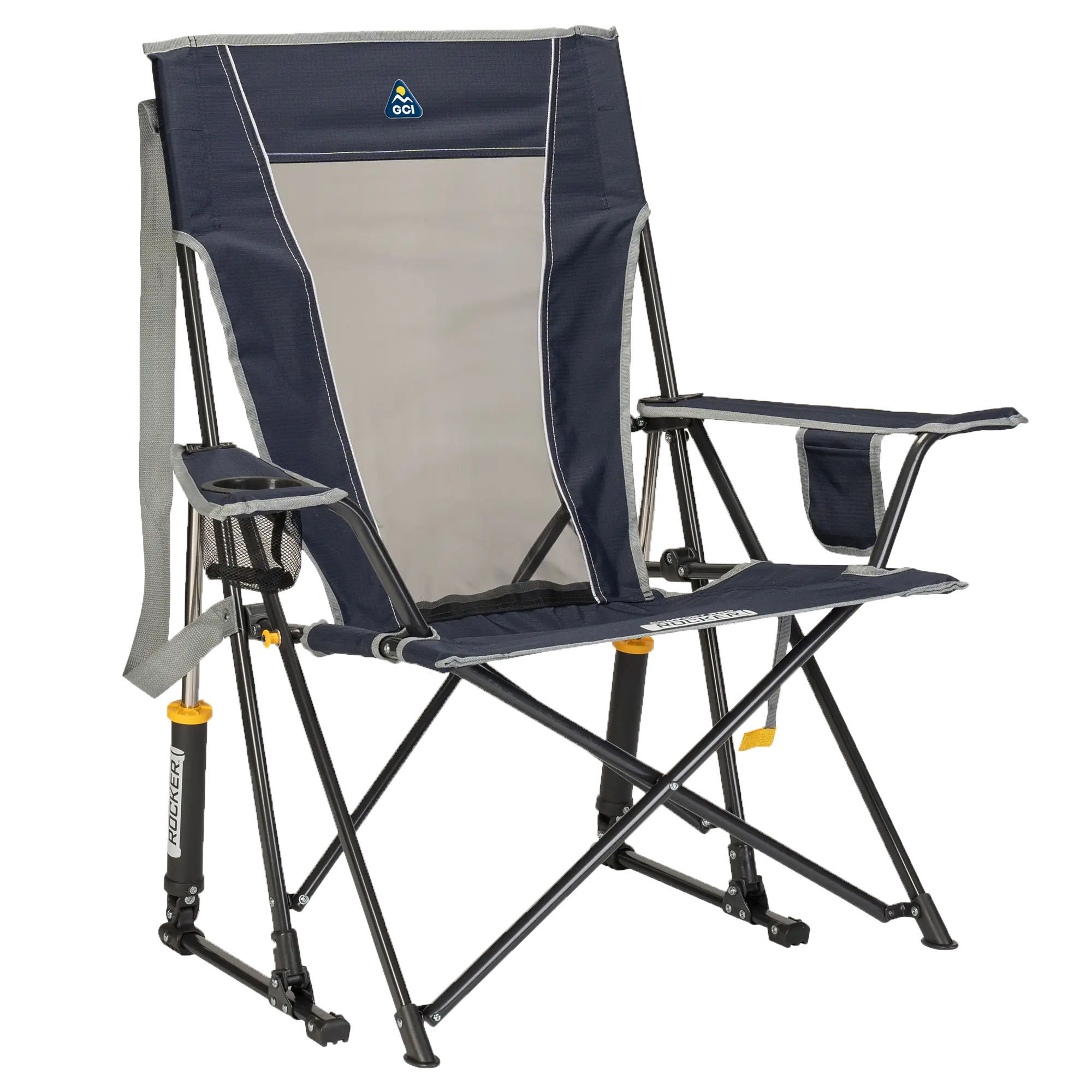 Smooth Motion Comfort Pro Rocker - Choice 375 - Freestyle Rocker Portable Outdoor Folding Chair - Indigo