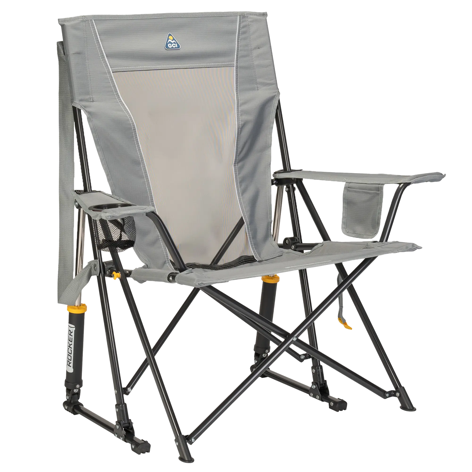 Smooth Motion Comfort Pro Rocker - Choice 375 - Freestyle Rocker Portable Outdoor Folding Chair - Mercury Gray