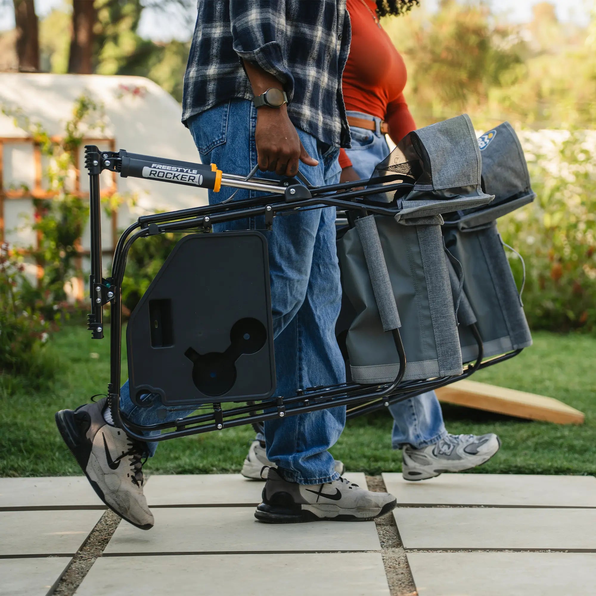 Smooth Motion Freestyle Rocker with Side Table - Choice 853 - Heavy-Duty Kickback Rocker with Beverage Holder Detail