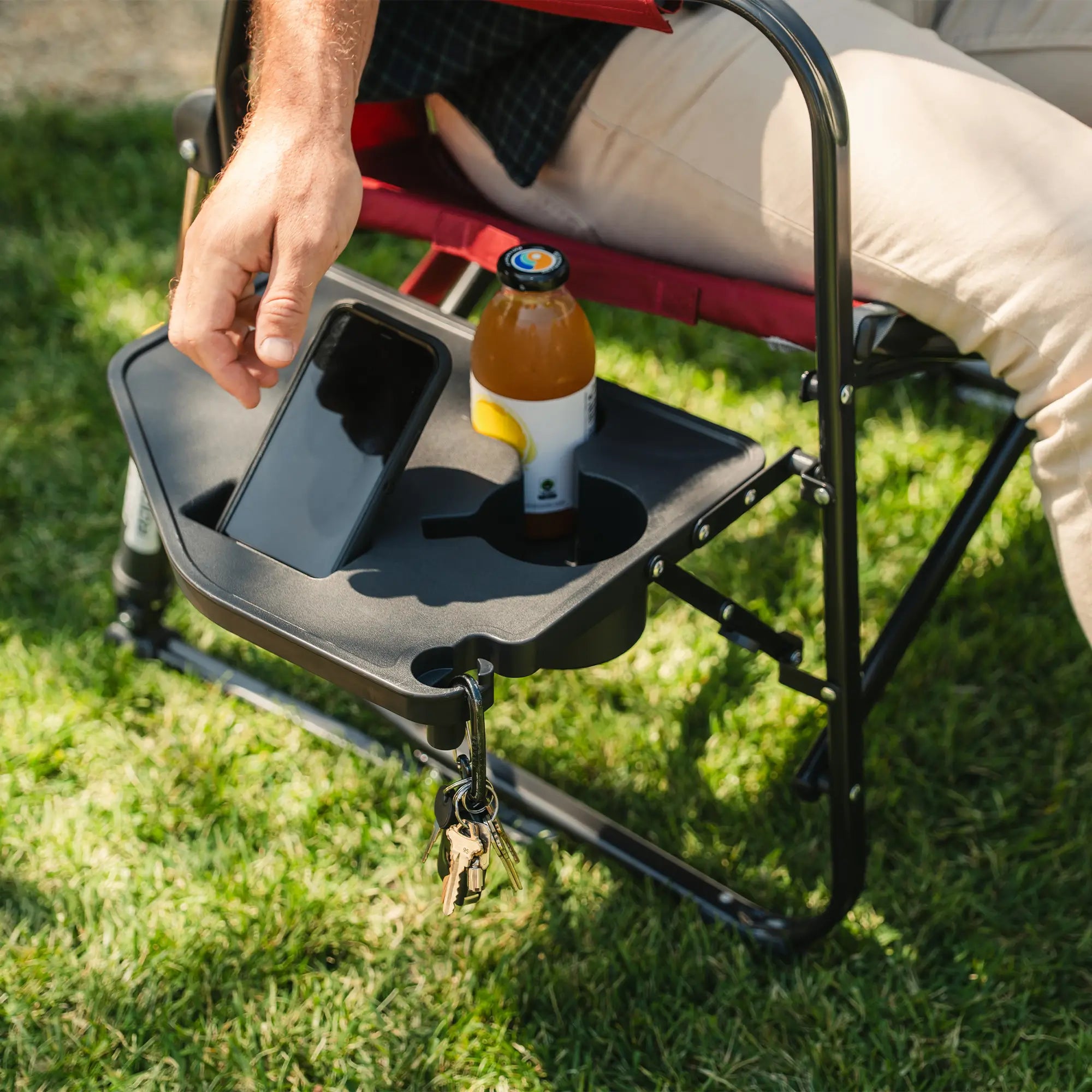Premium All-Weather Freestyle Rocker XL with Side Table - Choice 836 - Patented Spring-Action Rocking Chair for Camping Detail