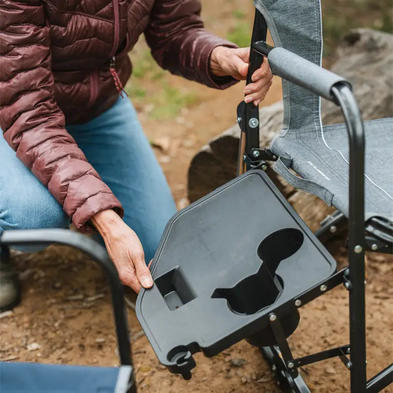 Smooth Motion Freestyle Rocker with Side Table - Choice 853 - Heavy-Duty Kickback Rocker with Beverage Holder Detail