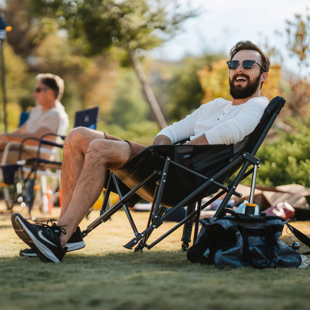Luxury Camp Pod Rocker Elite - Choice 832 - Heavy-Duty Kickback Rocker with Beverage Holder Detail