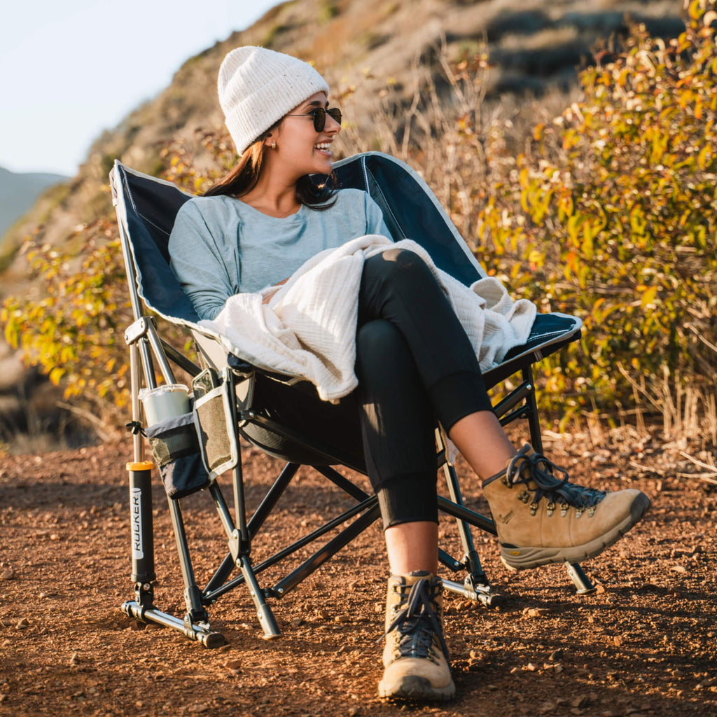 Patented Spring-Action Pod Rocker - Choice 933 - Heavy-Duty Kickback Rocker with Beverage Holder Detail
