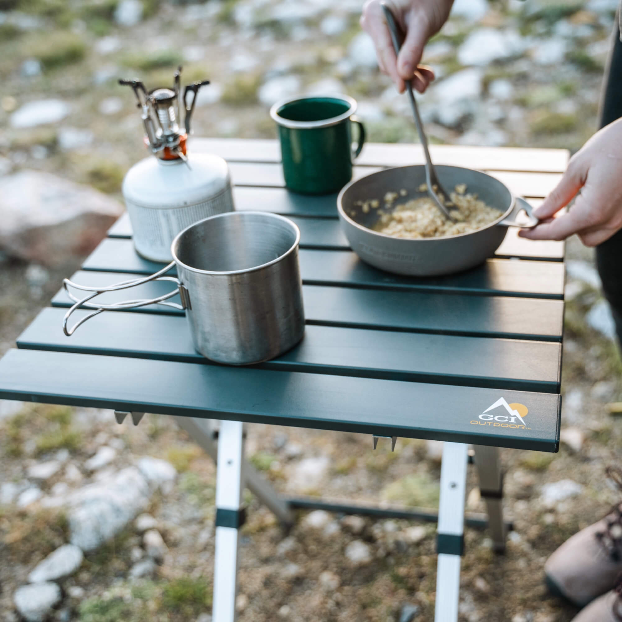 Multi-Functional Cook Compact Camp Table 20 - Choice 513 - Slim-Fold Outdoor Cook Station with Storage Shelves Detail