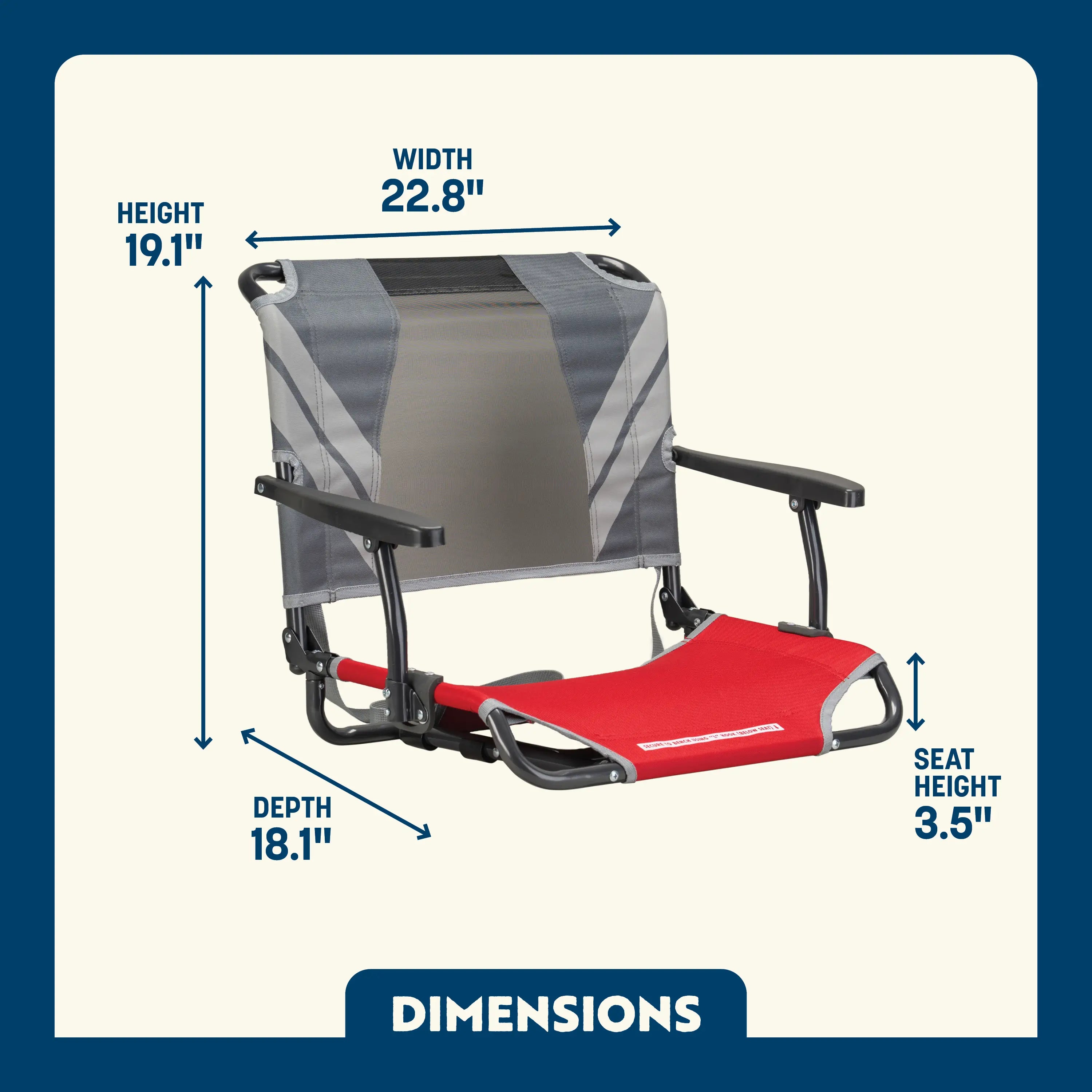 Bleacher-Friendly Big Comfort Stadium Chair with Armrests - Choice 465 - Lightweight Folding Bleacher Chair with Cushioning Detail