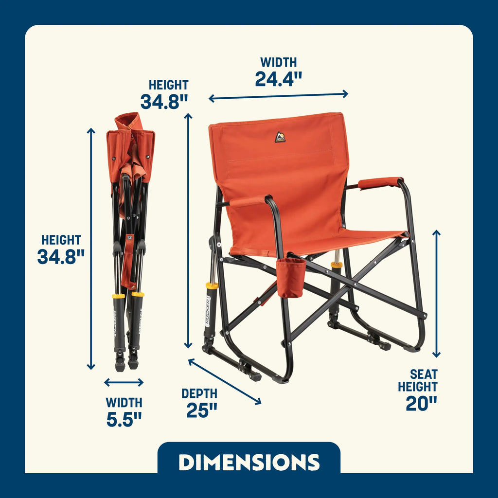 Smooth Motion Freestyle Rocker - Pumpkin Spice - Choice 373 - Patented Spring-Action Rocking Chair for Camping Detail