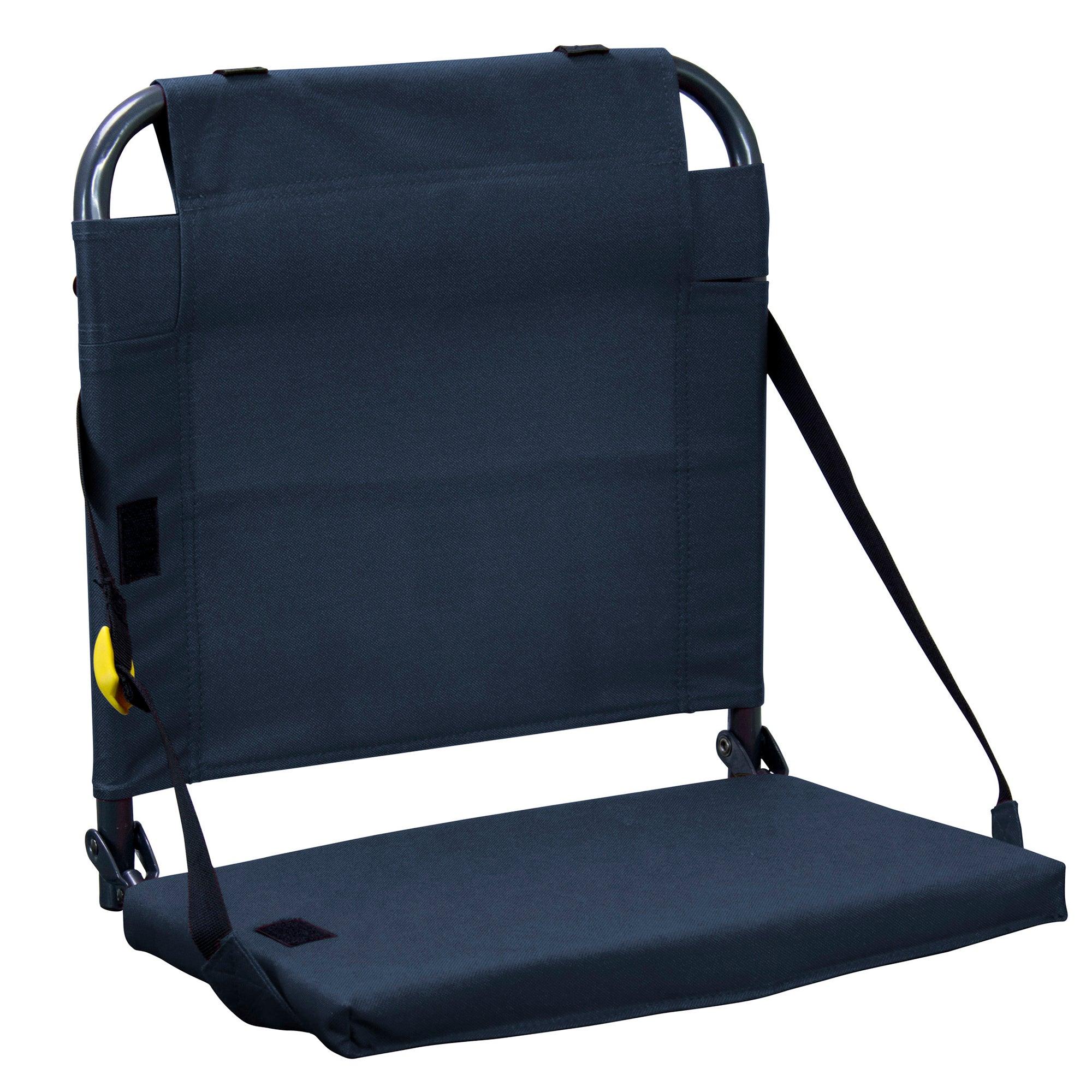 Secure-Hook BleacherBack - Choice 696 - Lightweight Folding Bleacher Chair with Cushioning - Navy