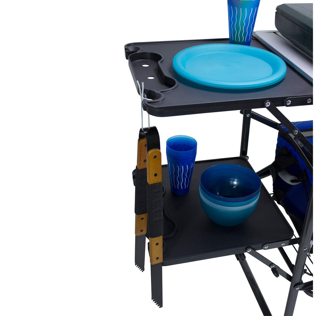 Heat-Resistant Tool Slim-Fold Cook Station - Choice 575 - Heavy-Duty Stainless Steel Camp Cooking Gear Detail