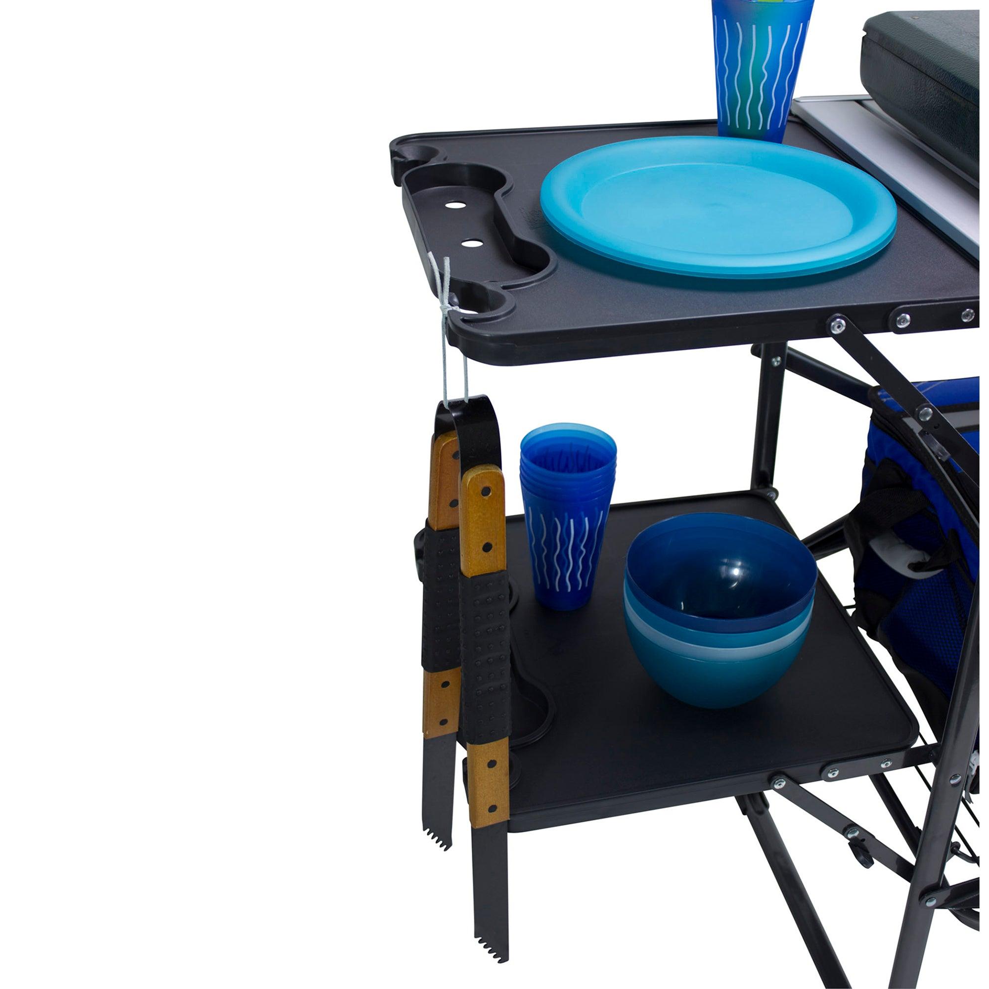 Heat-Resistant Tool Slim-Fold Cook Station - Choice 575 - Heavy-Duty Stainless Steel Camp Cooking Gear Detail