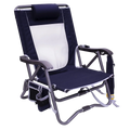 Micro-Folding Bi-Fold Slim Event Chair - Choice 334 - Ultra-Lightweight Telescoping PackSeat Travel Stool - Indigo