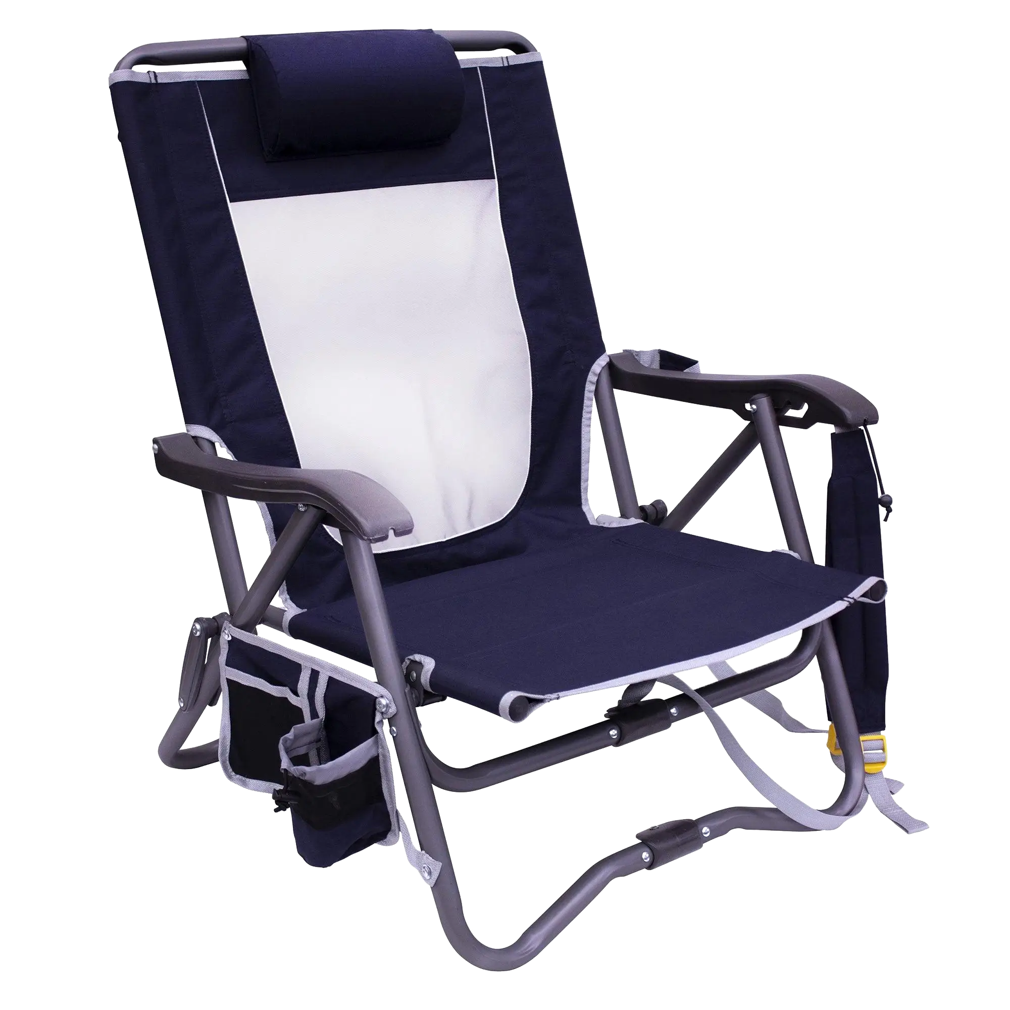 Micro-Folding Bi-Fold Slim Event Chair - Choice 334 - Ultra-Lightweight Telescoping PackSeat Travel Stool - Indigo