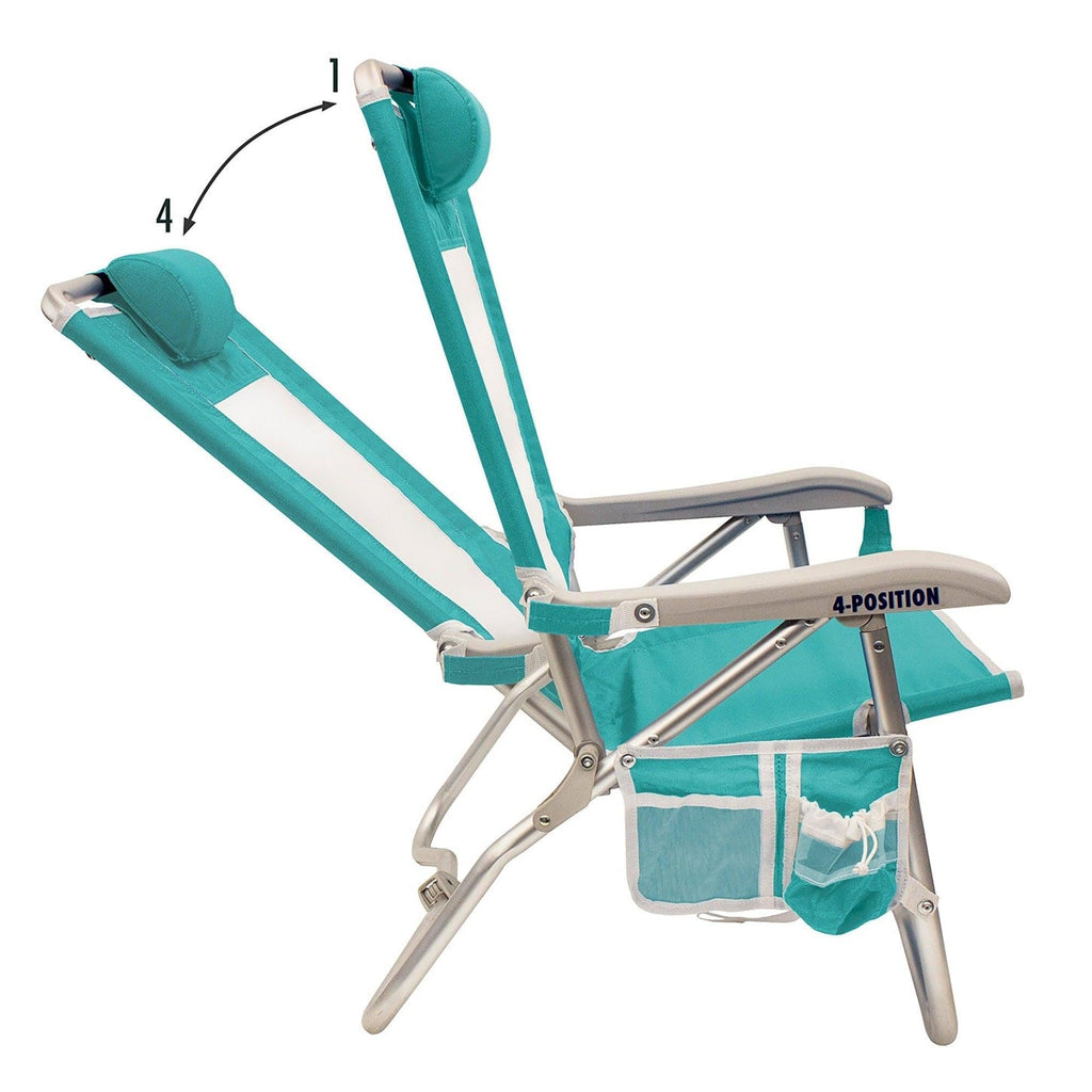 Rust-Resistant Aluminum Bi-Fold Beach Chair - Choice 601 - Low-Profile Reclining Beach Chair with Backpack Straps Detail