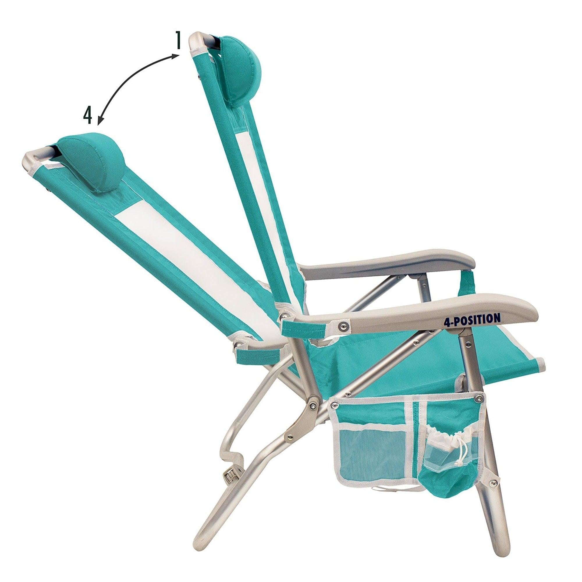 Rust-Resistant Aluminum Bi-Fold Beach Chair - Choice 601 - Low-Profile Reclining Beach Chair with Backpack Straps Detail