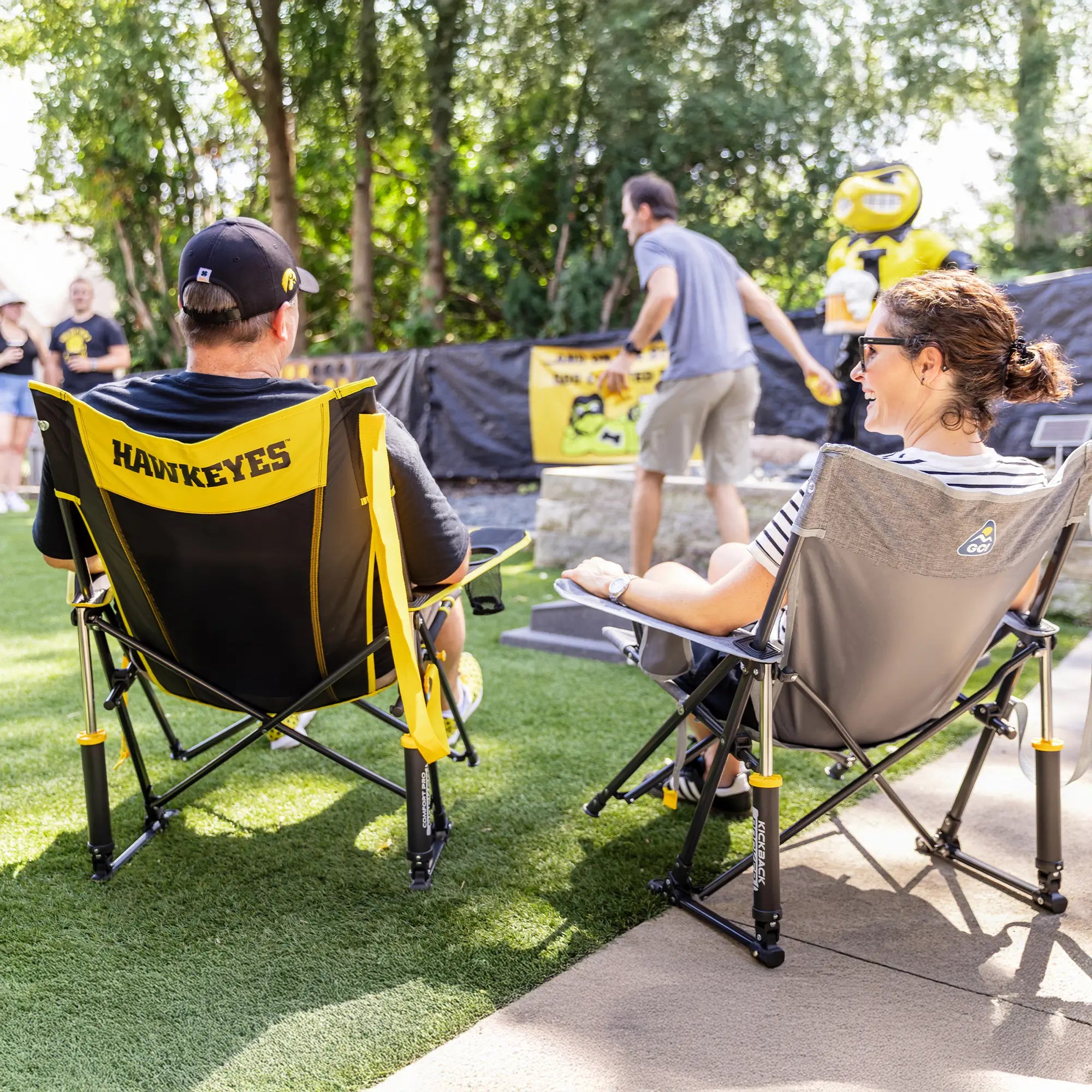 Smooth Motion College Comfort Pro Rocker - Iowa Hawkeyes - Choice 249 - Heavy-Duty Kickback Rocker with Beverage Holder Detail