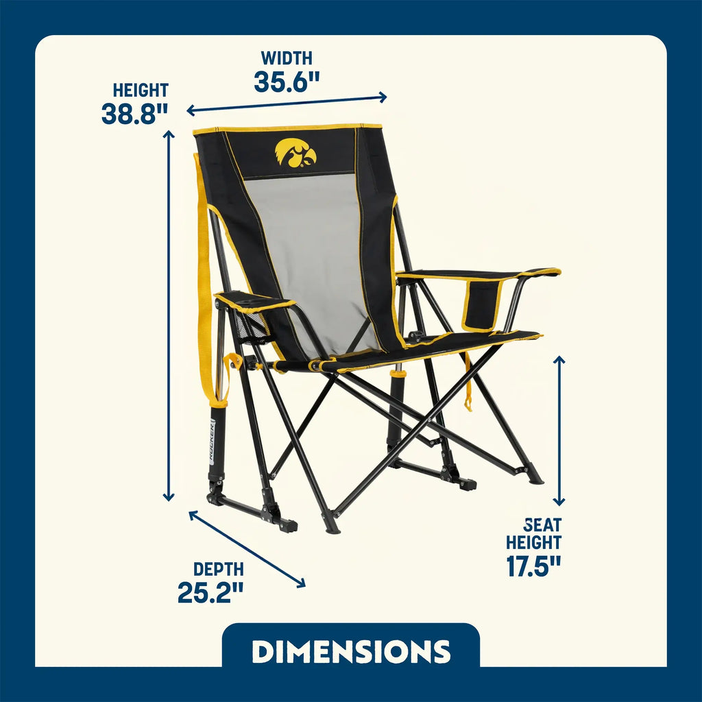 Smooth Motion College Comfort Pro Rocker - Iowa Hawkeyes - Choice 249 - Heavy-Duty Kickback Rocker with Beverage Holder Detail