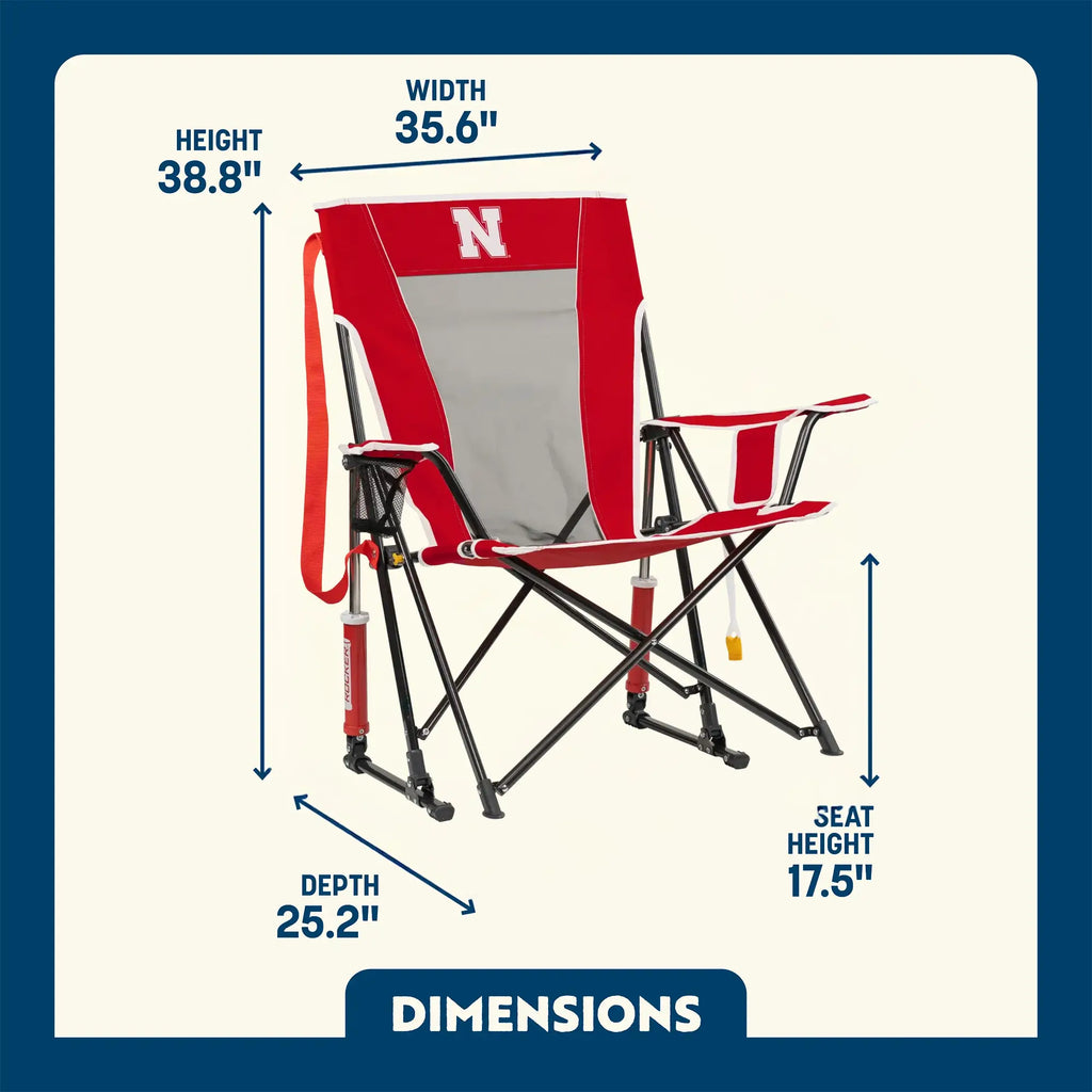 Heavy-Duty Freestyle College Comfort Pro Rocker - Nebraska Cornhuskers - Choice 161 - Patented Spring-Action Rocking Chair for Camping Detail