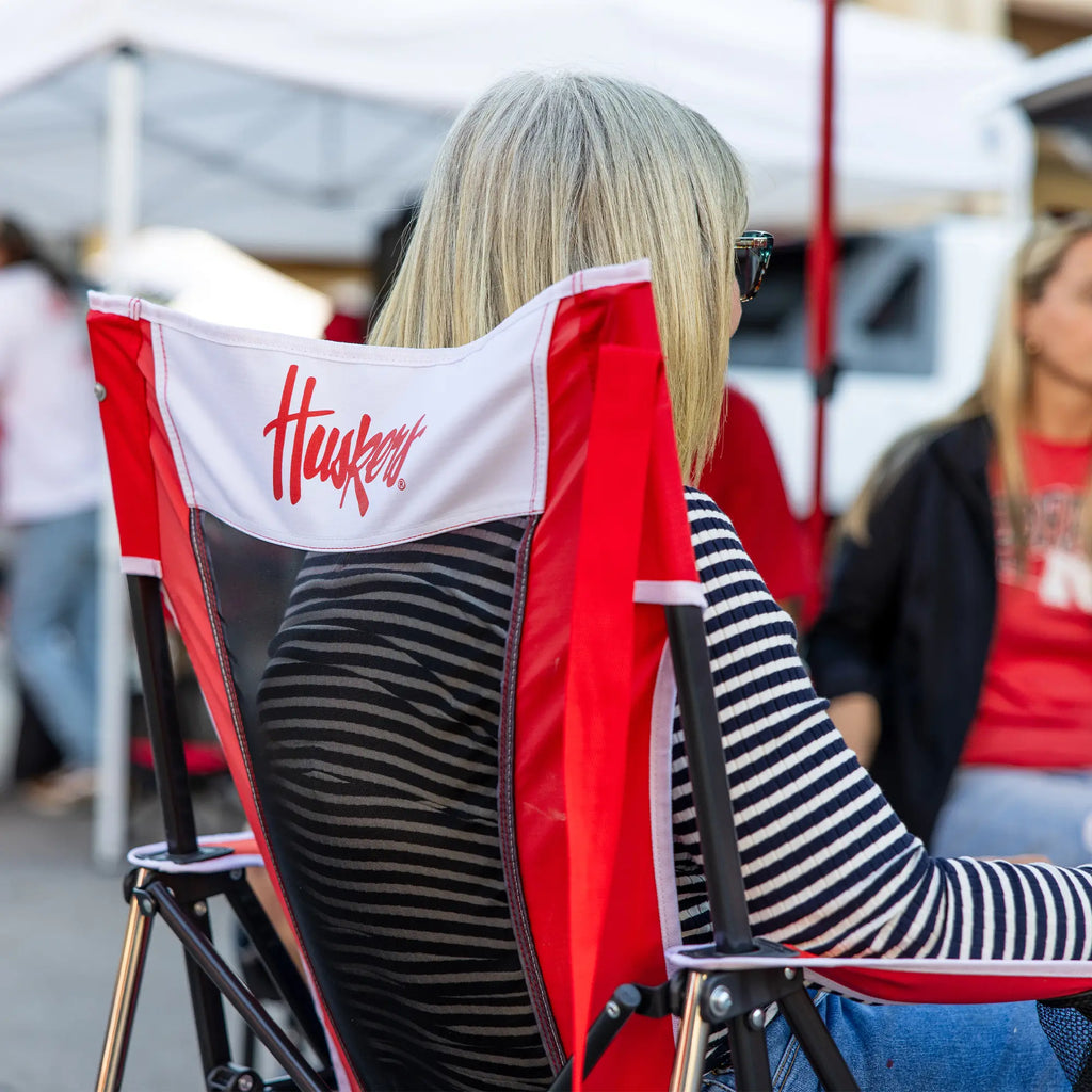 Heavy-Duty Freestyle College Comfort Pro Rocker - Nebraska Cornhuskers - Choice 161 - Patented Spring-Action Rocking Chair for Camping Detail
