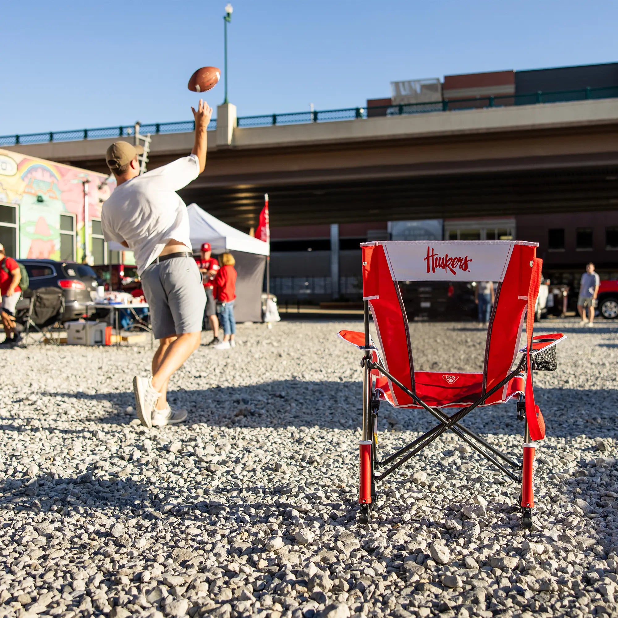 Heavy-Duty Freestyle College Comfort Pro Rocker - Nebraska Cornhuskers - Choice 161 - Patented Spring-Action Rocking Chair for Camping Detail