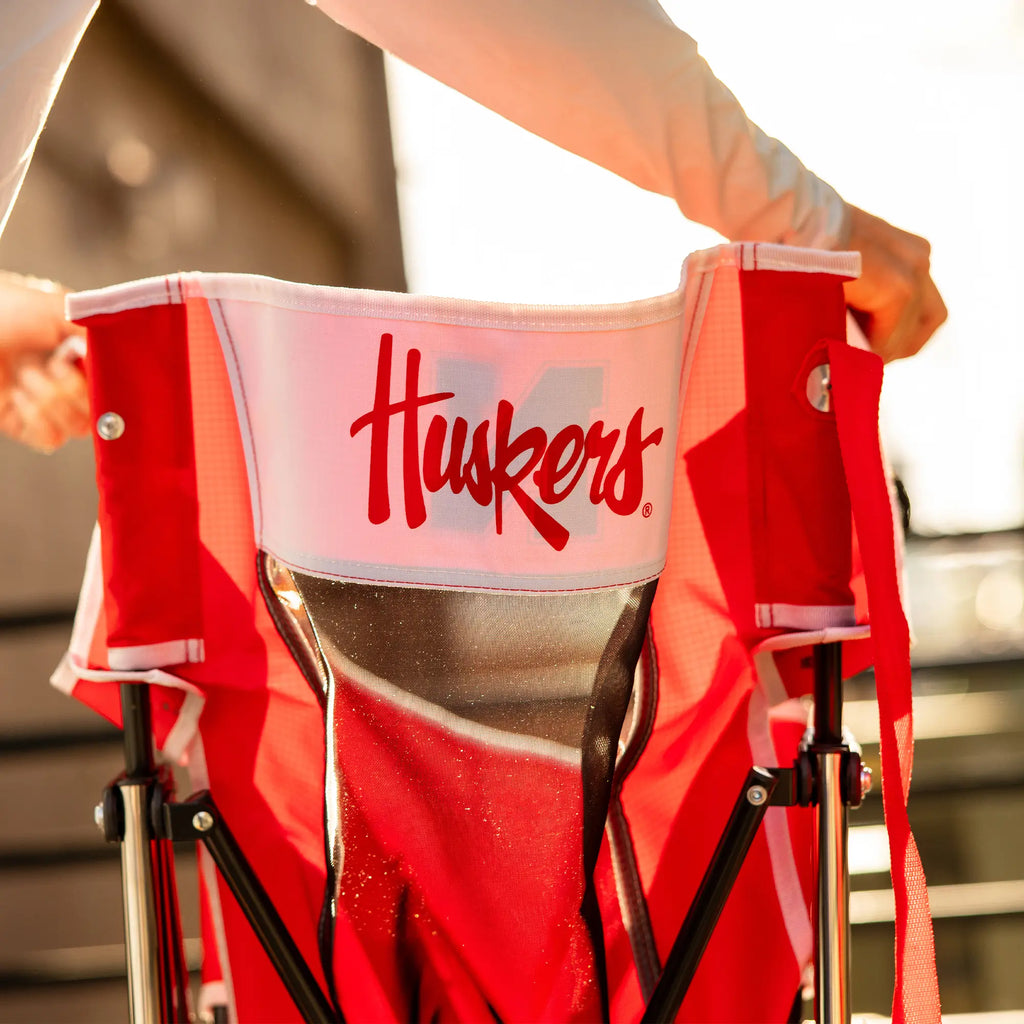 Heavy-Duty Freestyle College Comfort Pro Rocker - Nebraska Cornhuskers - Choice 161 - Patented Spring-Action Rocking Chair for Camping Detail