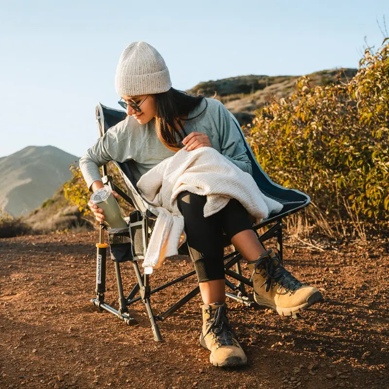 Patented Spring-Action Pod Rocker - Choice 933 - Heavy-Duty Kickback Rocker with Beverage Holder Detail