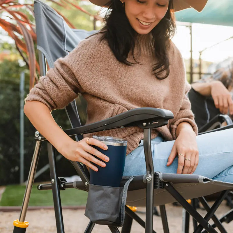 Premium All-Weather RoadTrip Rocker - Choice 855 - Patented Spring-Action Rocking Chair for Camping Detail